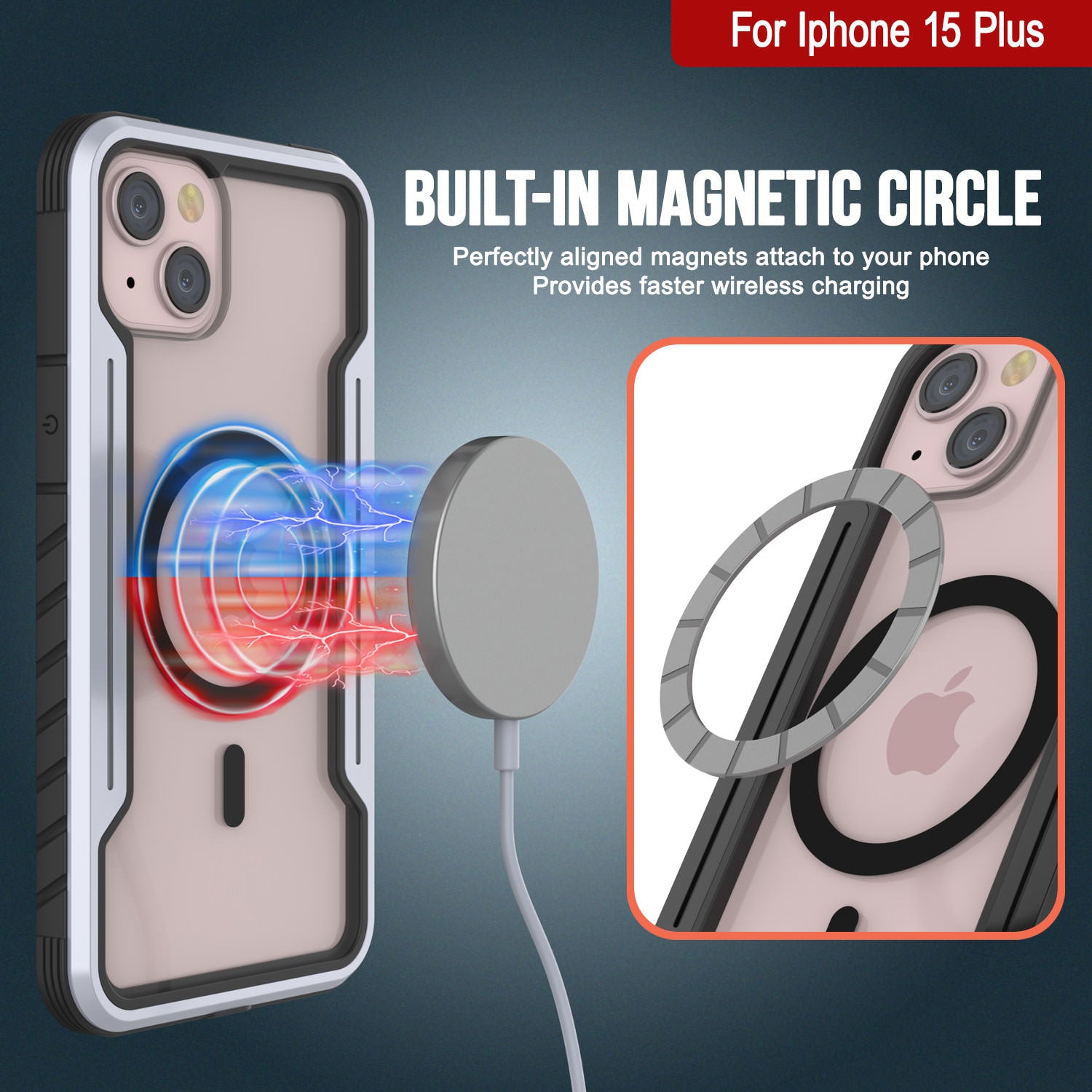 Punkcase iPhone 15 Plus Armor Stealth MAG Defense Case Protective Military Grade Multilayer Cover [White]