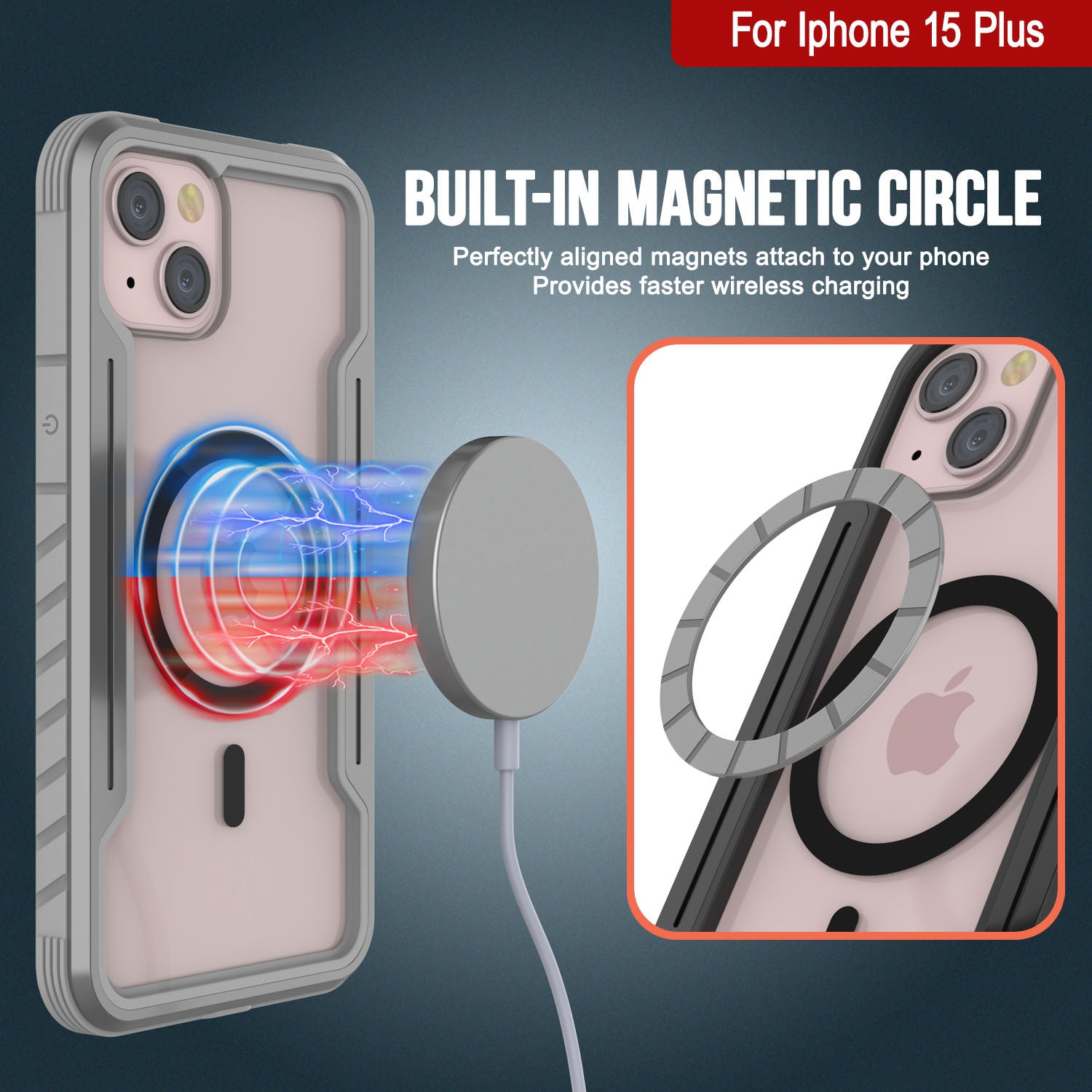 Punkcase iPhone 15 Plus Armor Stealth MAG Defense Case Protective Military Grade Multilayer Cover [Grey]