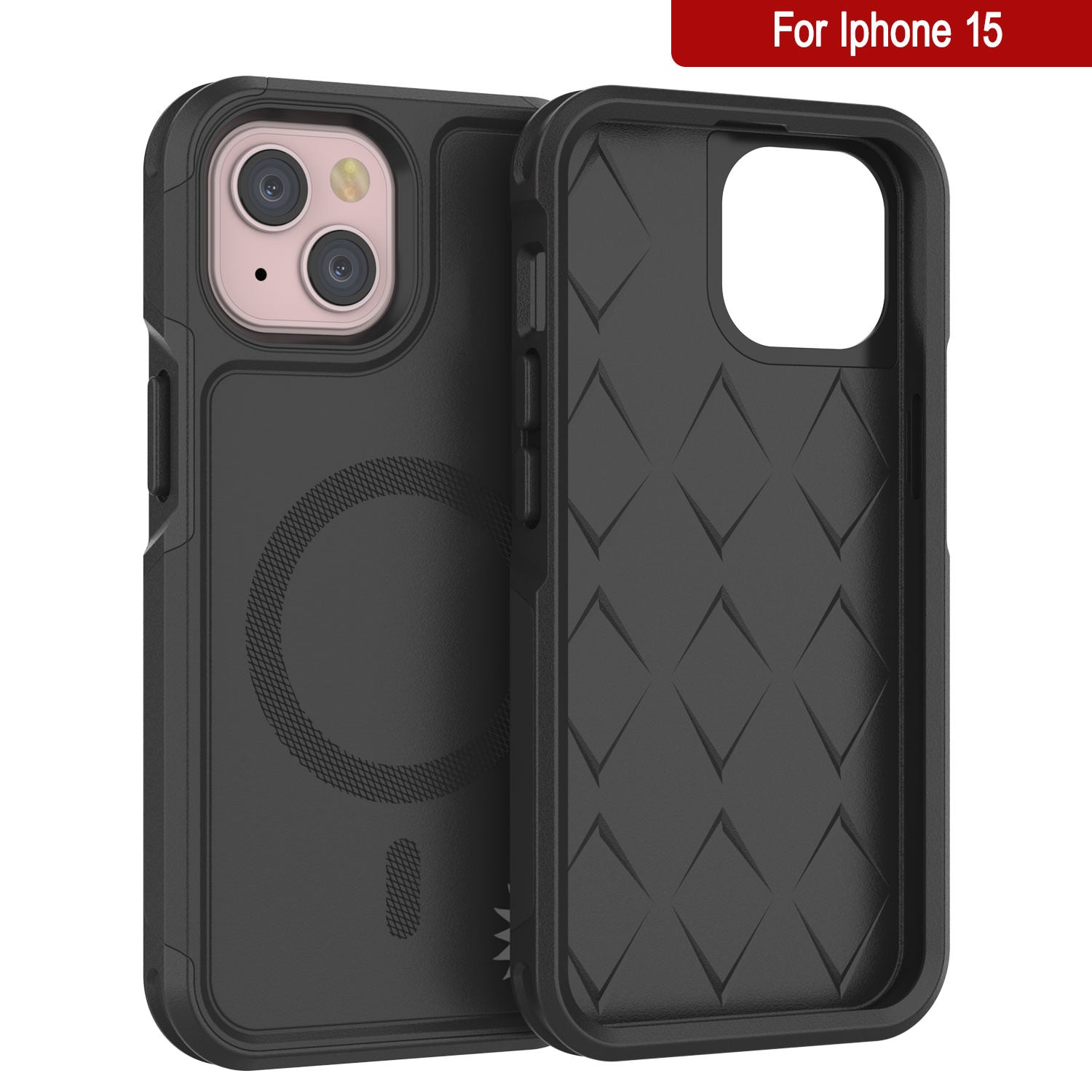 PunkCase iPhone 15 Case, [Spartan 2.0 Series] Clear Rugged Heavy Duty Cover W/Built in Screen Protector [Black]