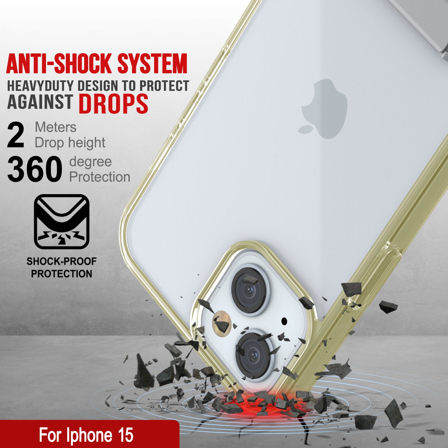 Punkcase iPhone 15 Case with Kickstand [Crystal Kickstand Series] [Slim Fit] [Yellow]