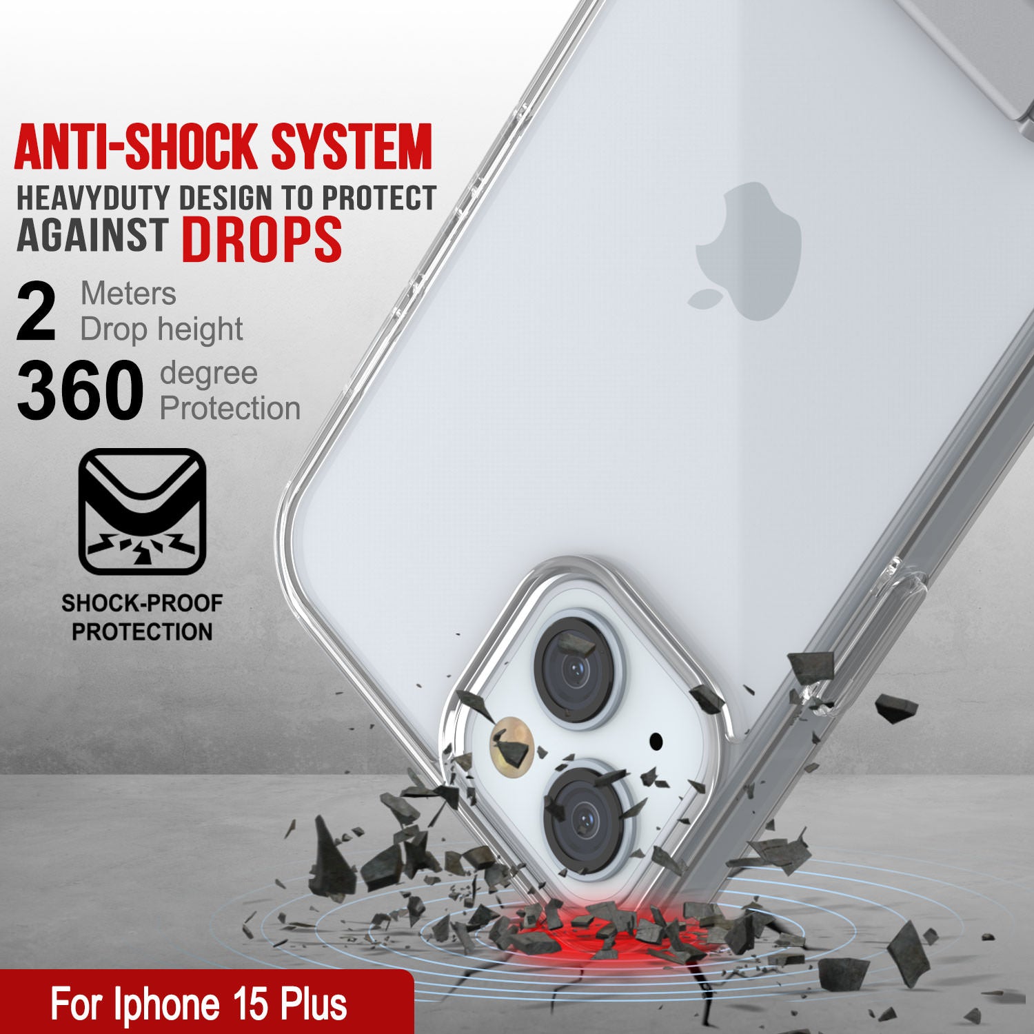 Punkcase iPhone 15 Plus Case with Kickstand [Crystal Kickstand Series] [Slim Fit] [Clear]