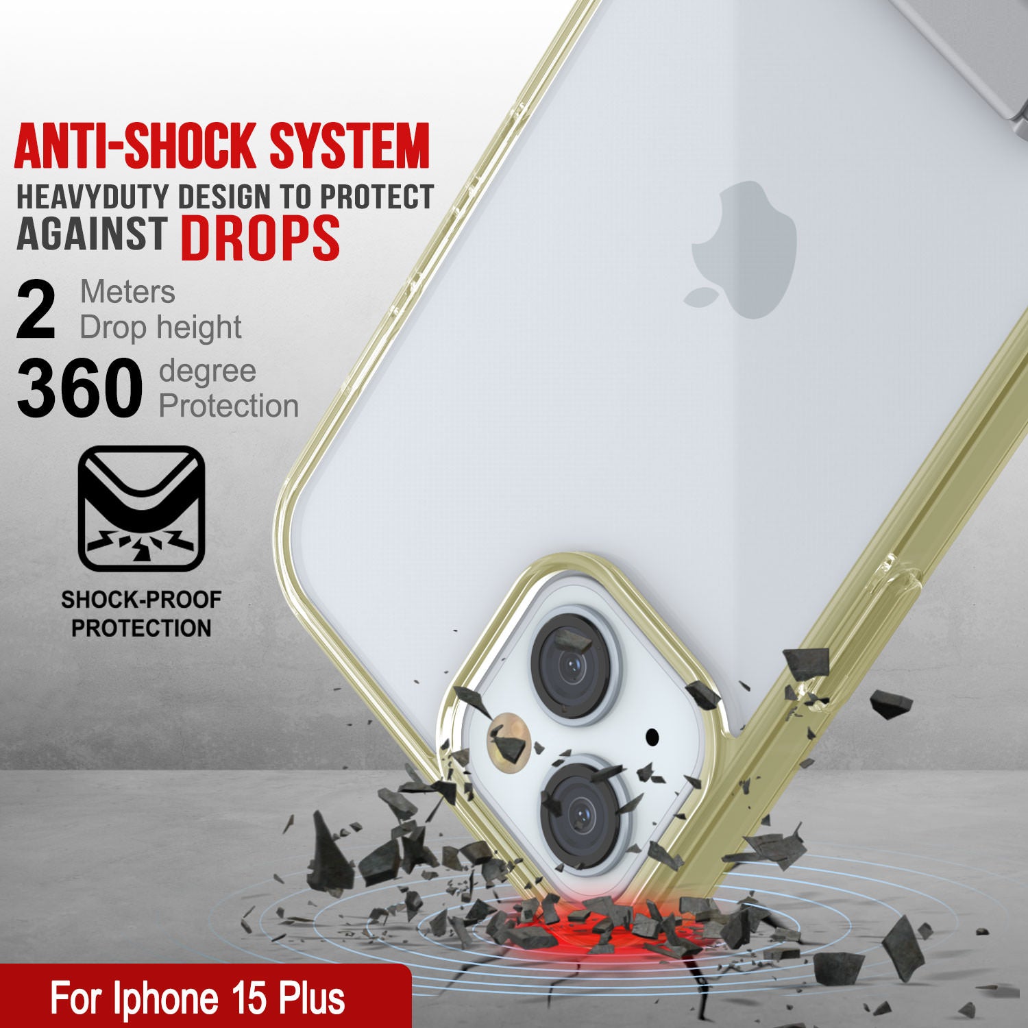 Punkcase iPhone 15 Plus Case with Kickstand [Crystal Kickstand Series] [Slim Fit] [Yellow]