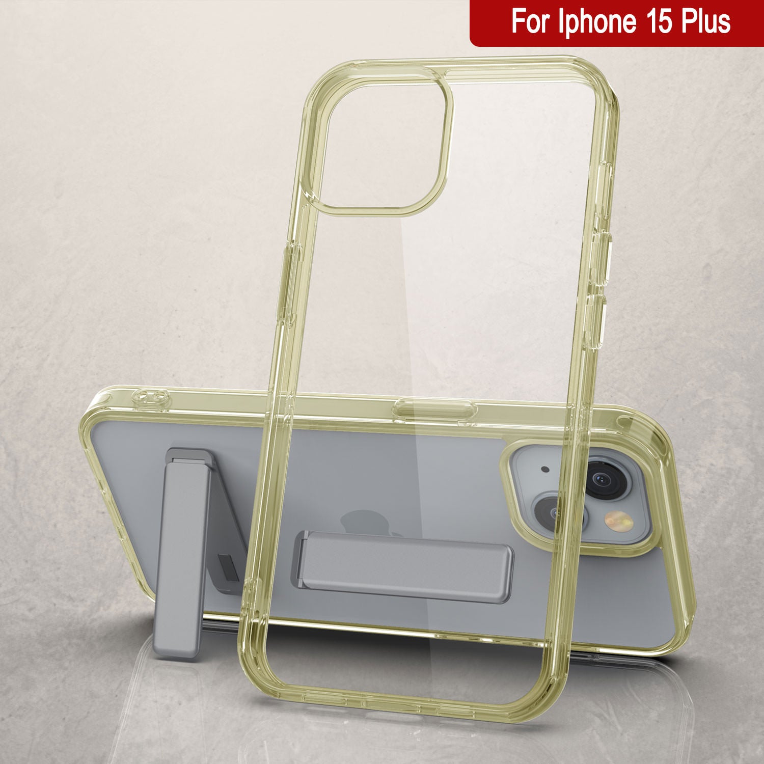 Punkcase iPhone 15 Plus Case with Kickstand [Crystal Kickstand Series] [Slim Fit] [Yellow]
