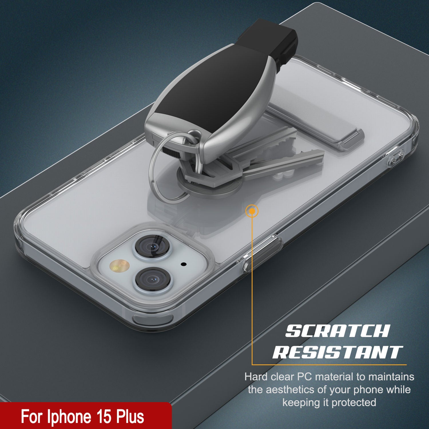 Punkcase iPhone 15 Plus Case with Kickstand [Crystal Kickstand Series] [Slim Fit] [Clear]