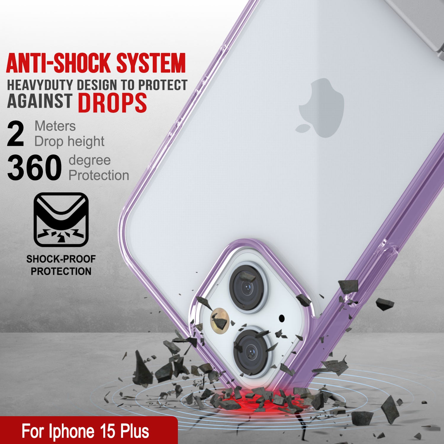 Punkcase iPhone 15 Plus Case with Kickstand [Crystal Kickstand Series] [Slim Fit] [Purple]