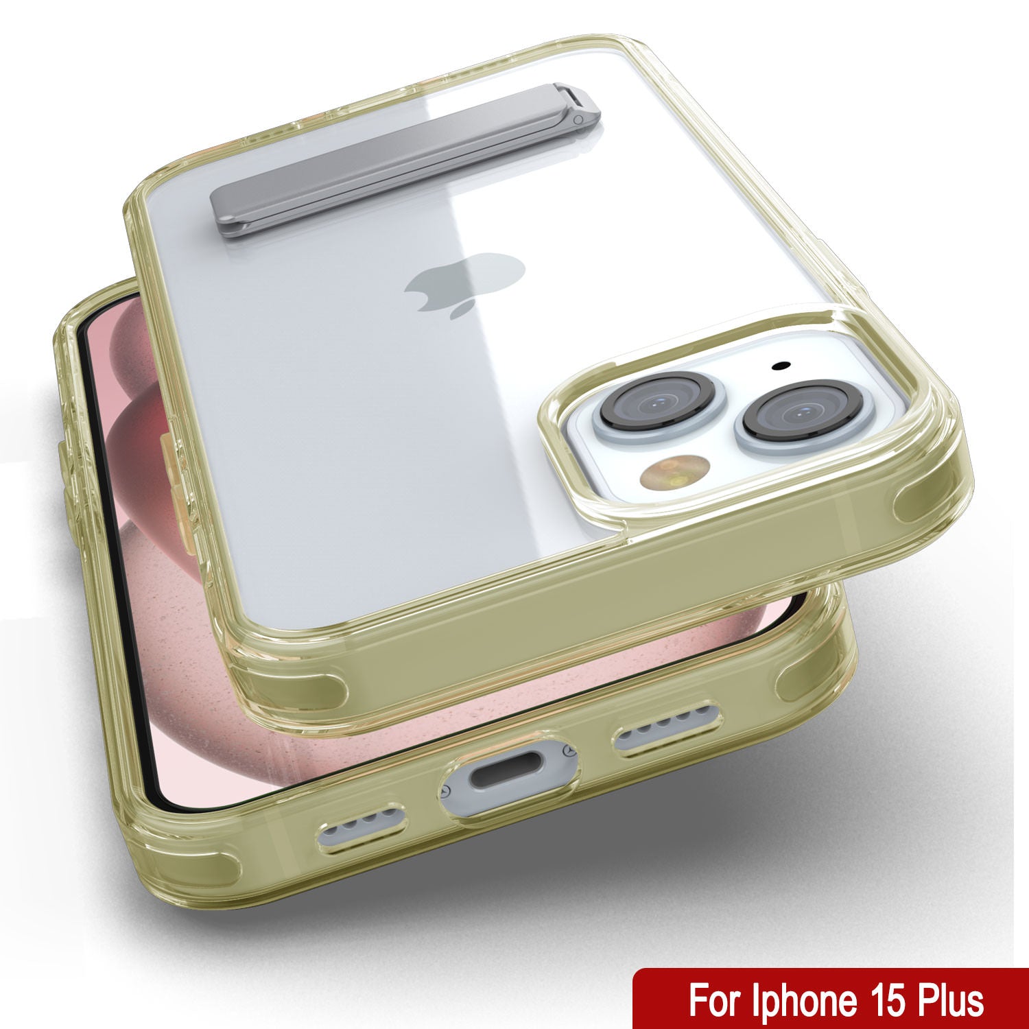 Punkcase iPhone 15 Plus Case with Kickstand [Crystal Kickstand Series] [Slim Fit] [Yellow]