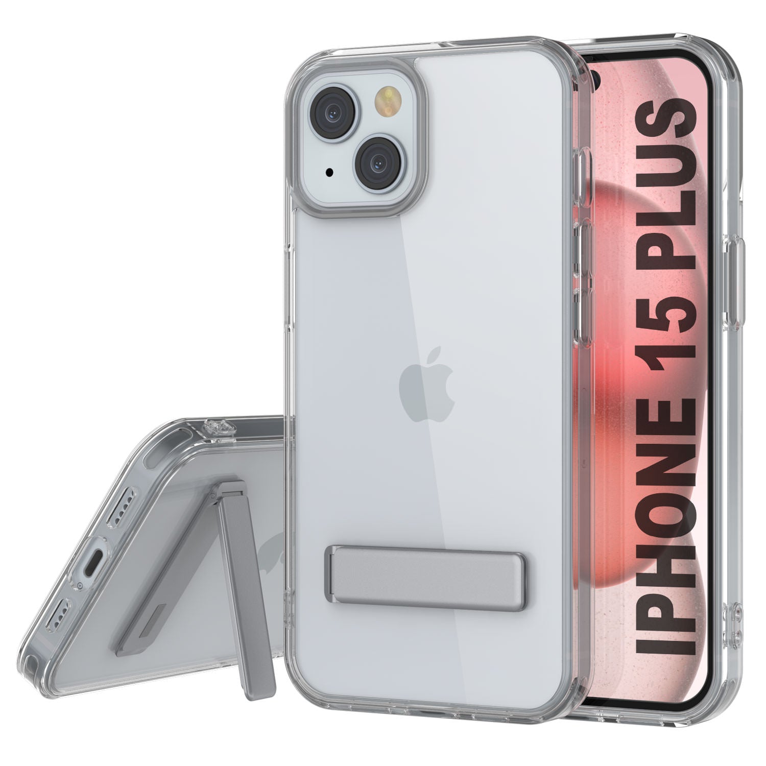 Punkcase iPhone 15 Plus Case with Kickstand [Crystal Kickstand Series] [Slim Fit] [Clear]