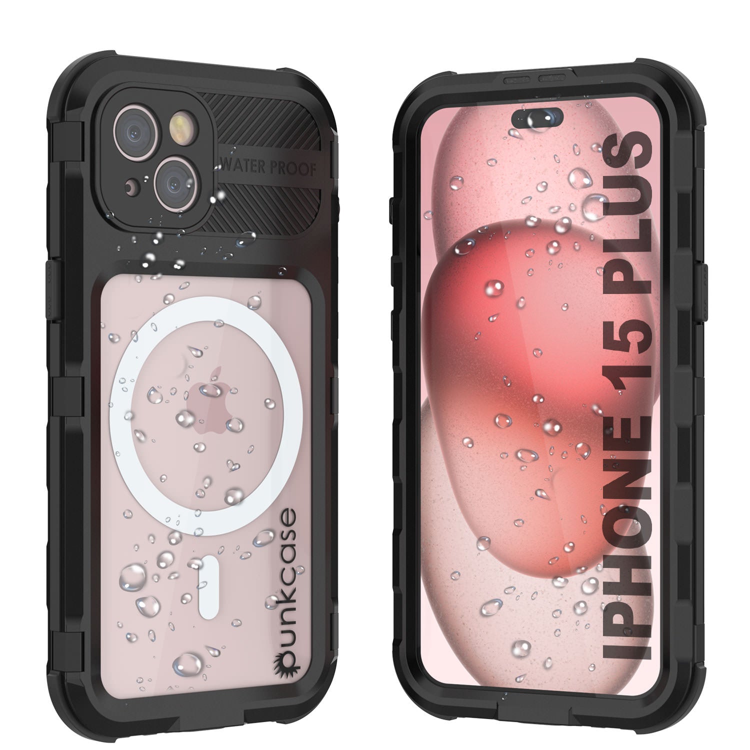 iPhone 15 Plus Metal Extreme 2.0 Series Aluminum Waterproof Case IP68 W/Buillt in Screen Protector [Black]