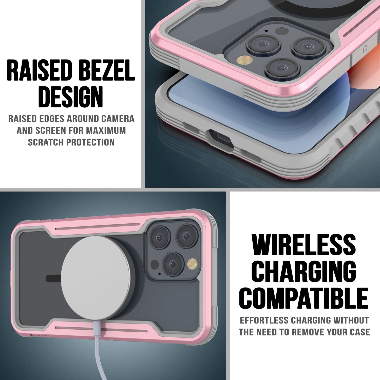 Punkcase iPhone 15 Pro Armor Stealth MAG Defense Case Protective Military Grade Multilayer Cover [Rose-Gold]