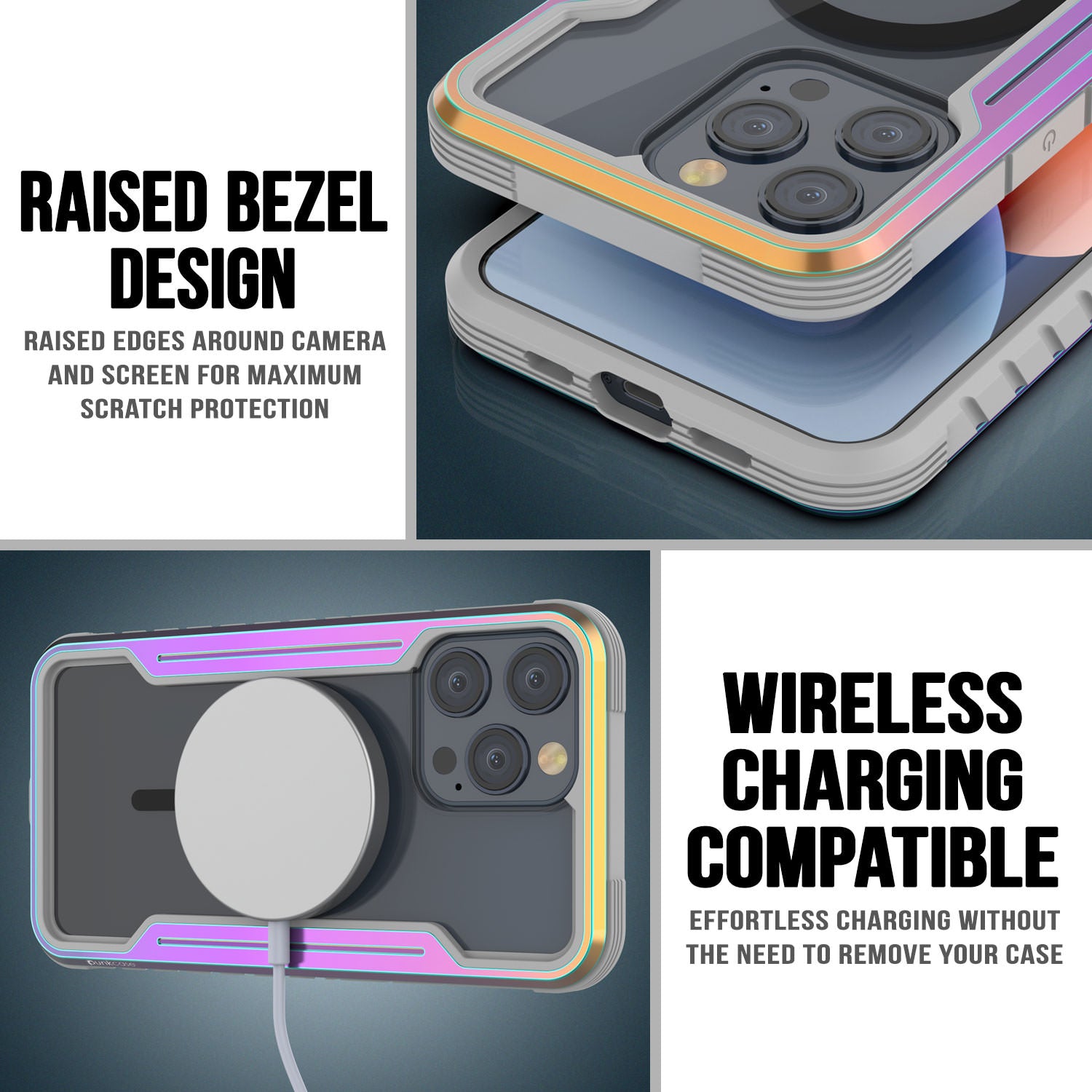 Punkcase iPhone 15 Pro Armor Stealth MAG Defense Case Protective Military Grade Multilayer Cover [Rainbow]