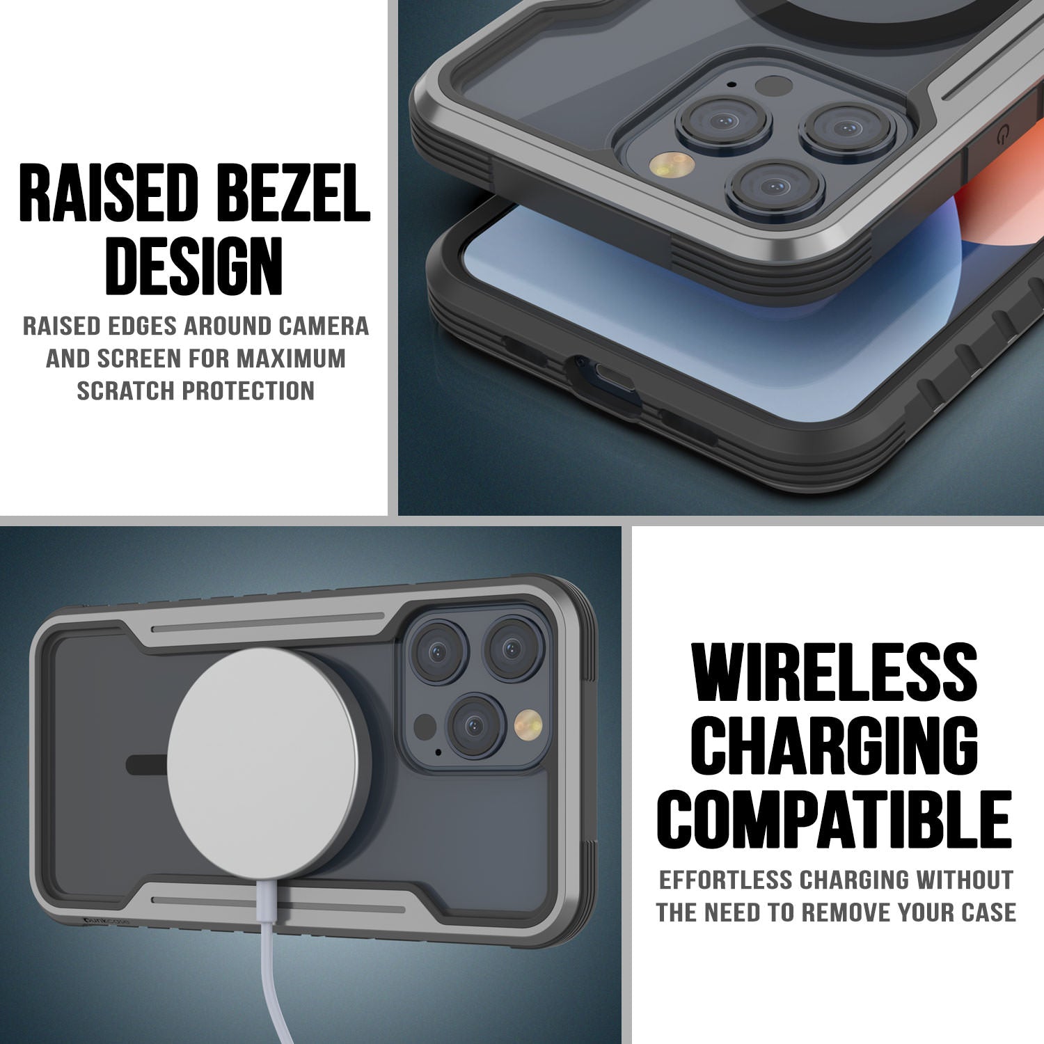 Punkcase iPhone 15 Pro Armor Stealth MAG Defense Case Protective Military Grade Multilayer Cover [Grey-Black]