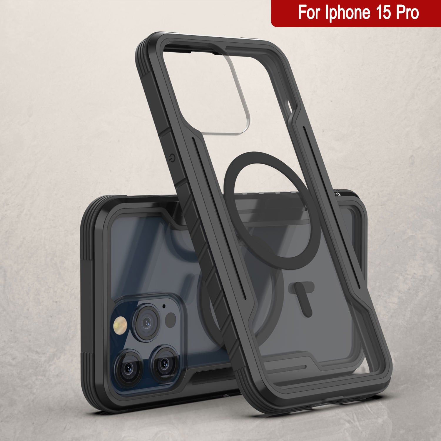 Punkcase iPhone 15 Pro Armor Stealth MAG Defense Case Protective Military Grade Multilayer Cover [Black]