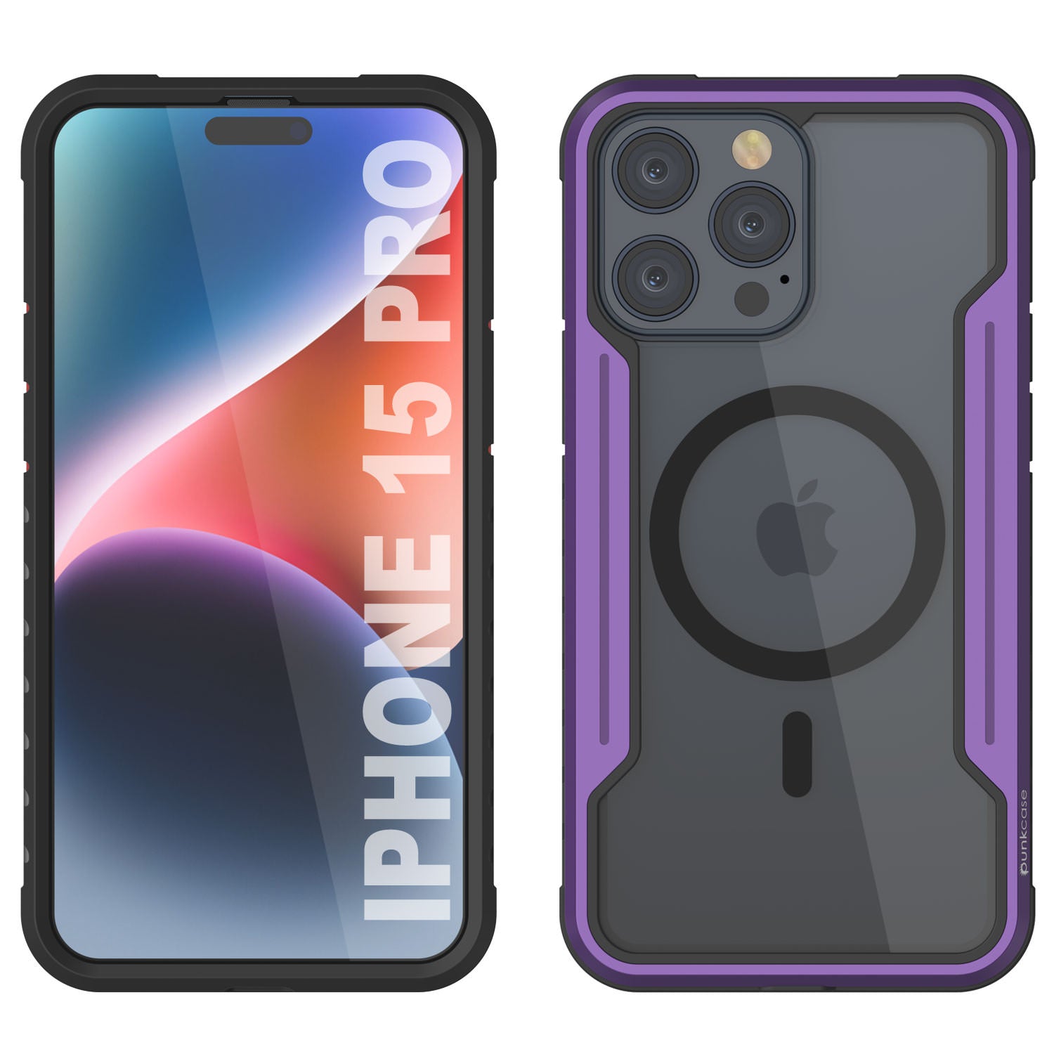 Punkcase iPhone 15 Pro Armor Stealth MAG Defense Case Protective Military Grade Multilayer Cover [Purple]