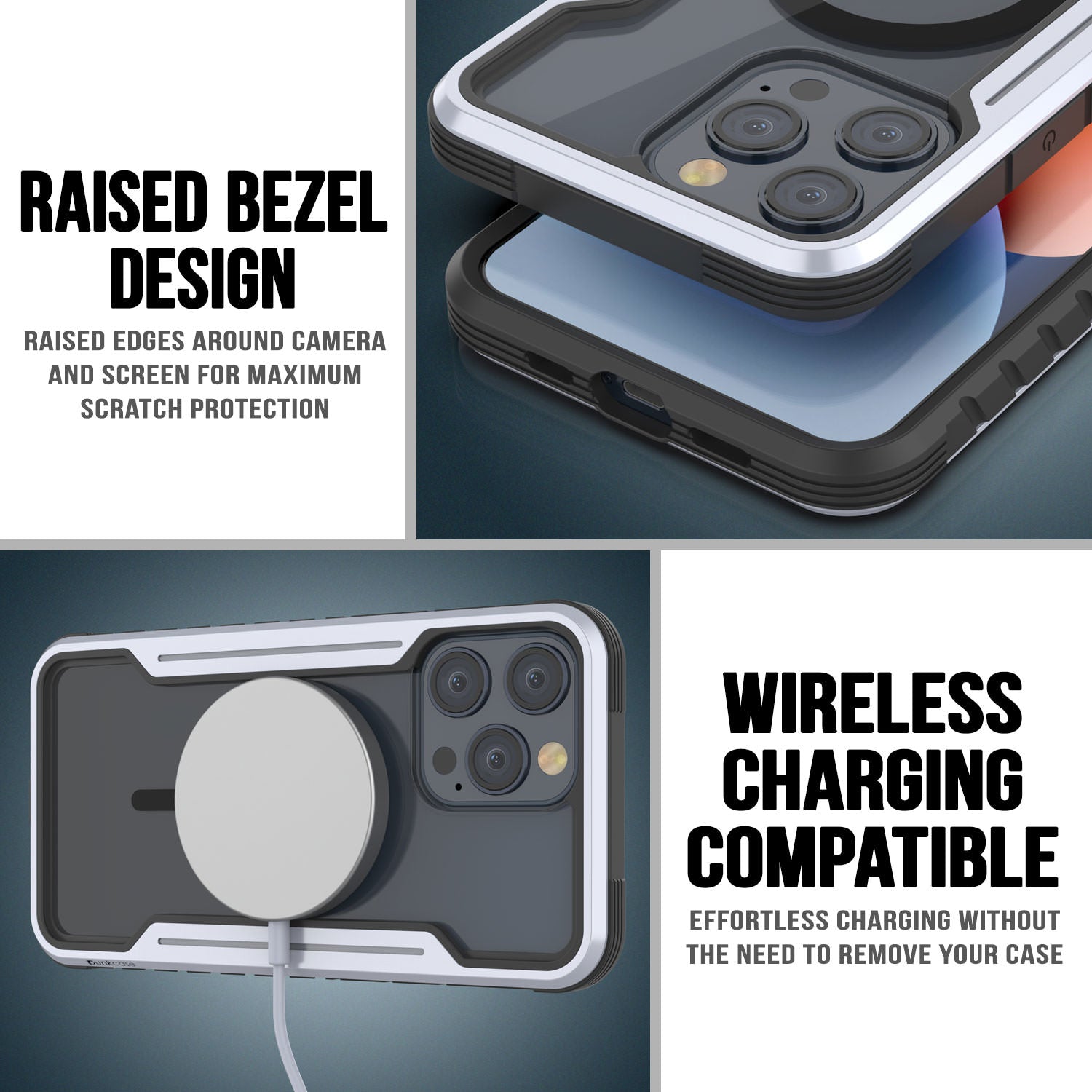 Punkcase iPhone 15 Pro Max Armor Stealth MAG Defense Case Protective Military Grade Multilayer Cover [White]