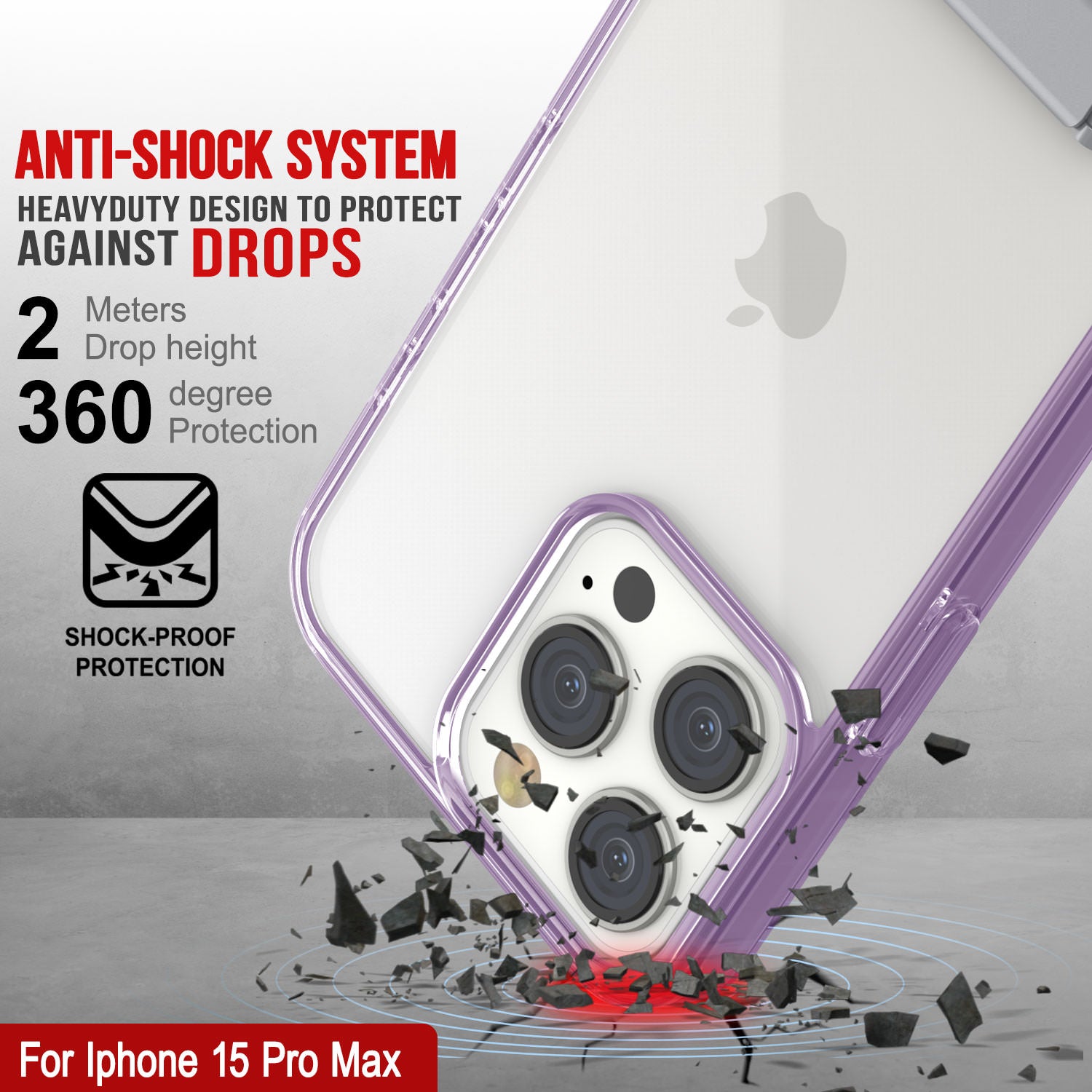 Punkcase iPhone 15 Pro Max Case with Kickstand [Crystal Kickstand Series] [Slim Fit] [Purple]
