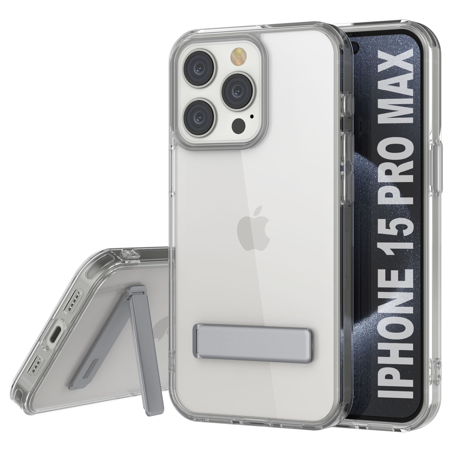 Punkcase iPhone 15 Pro Max Case with Kickstand [Crystal Kickstand Series] [Slim Fit] [Clear]