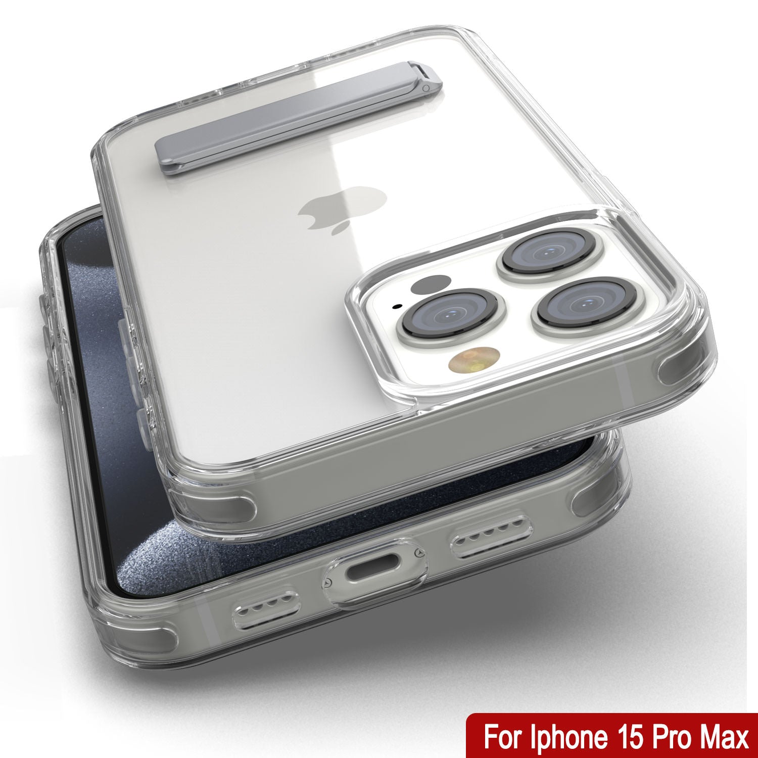 Punkcase iPhone 15 Pro Max Case with Kickstand [Crystal Kickstand Series] [Slim Fit] [Clear]