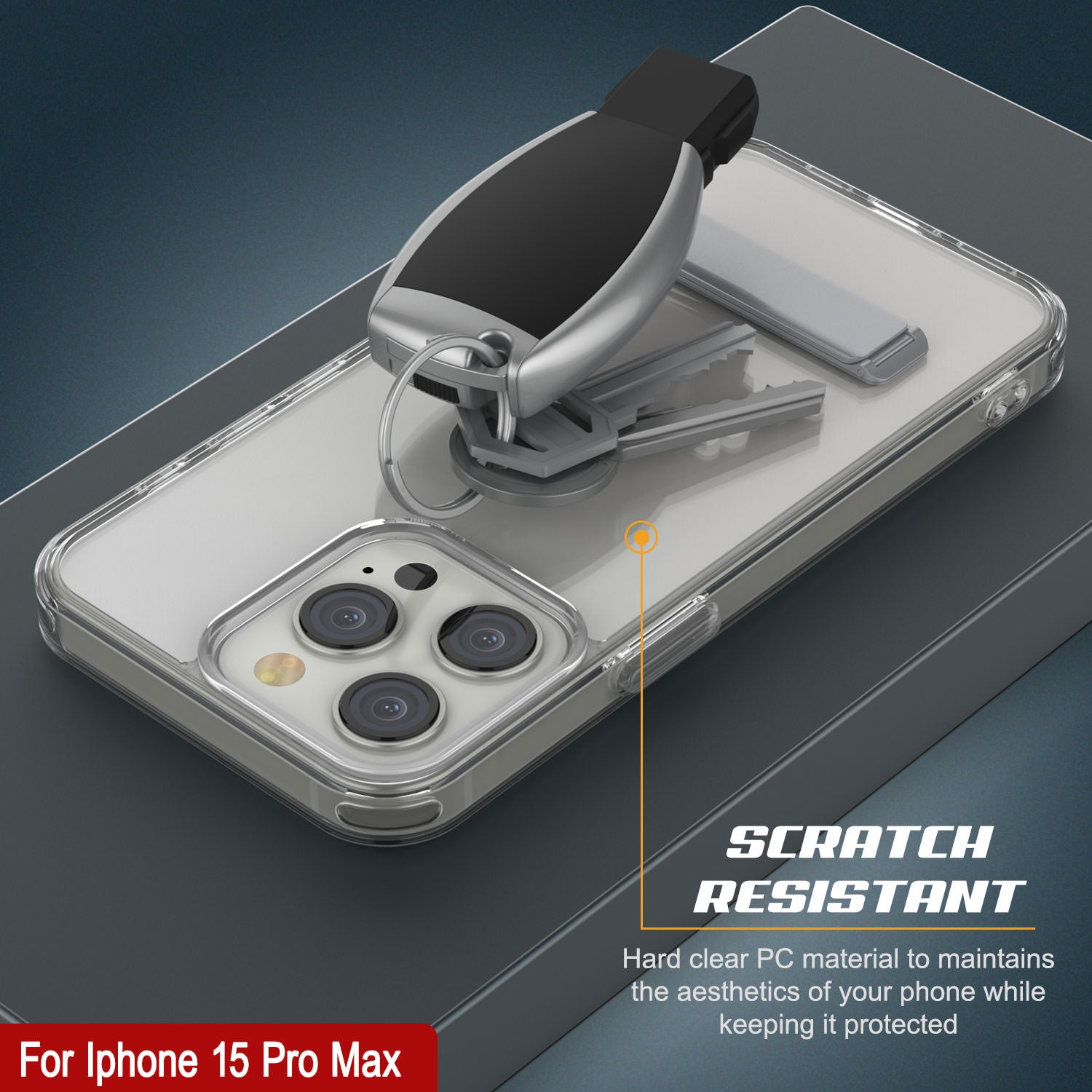 Punkcase iPhone 15 Pro Max Case with Kickstand [Crystal Kickstand Series] [Slim Fit] [Clear]