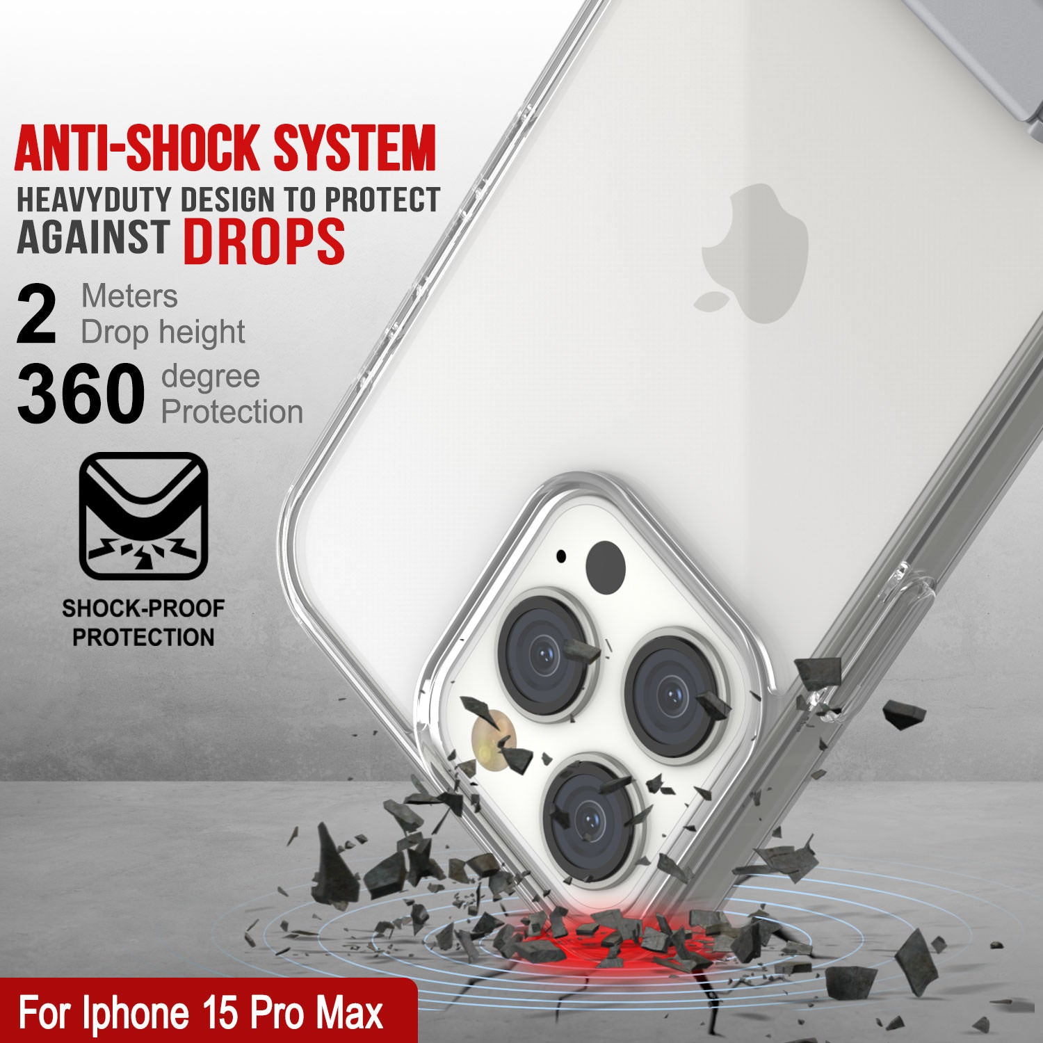 Punkcase iPhone 15 Pro Max Case with Kickstand [Crystal Kickstand Series] [Slim Fit] [Clear]