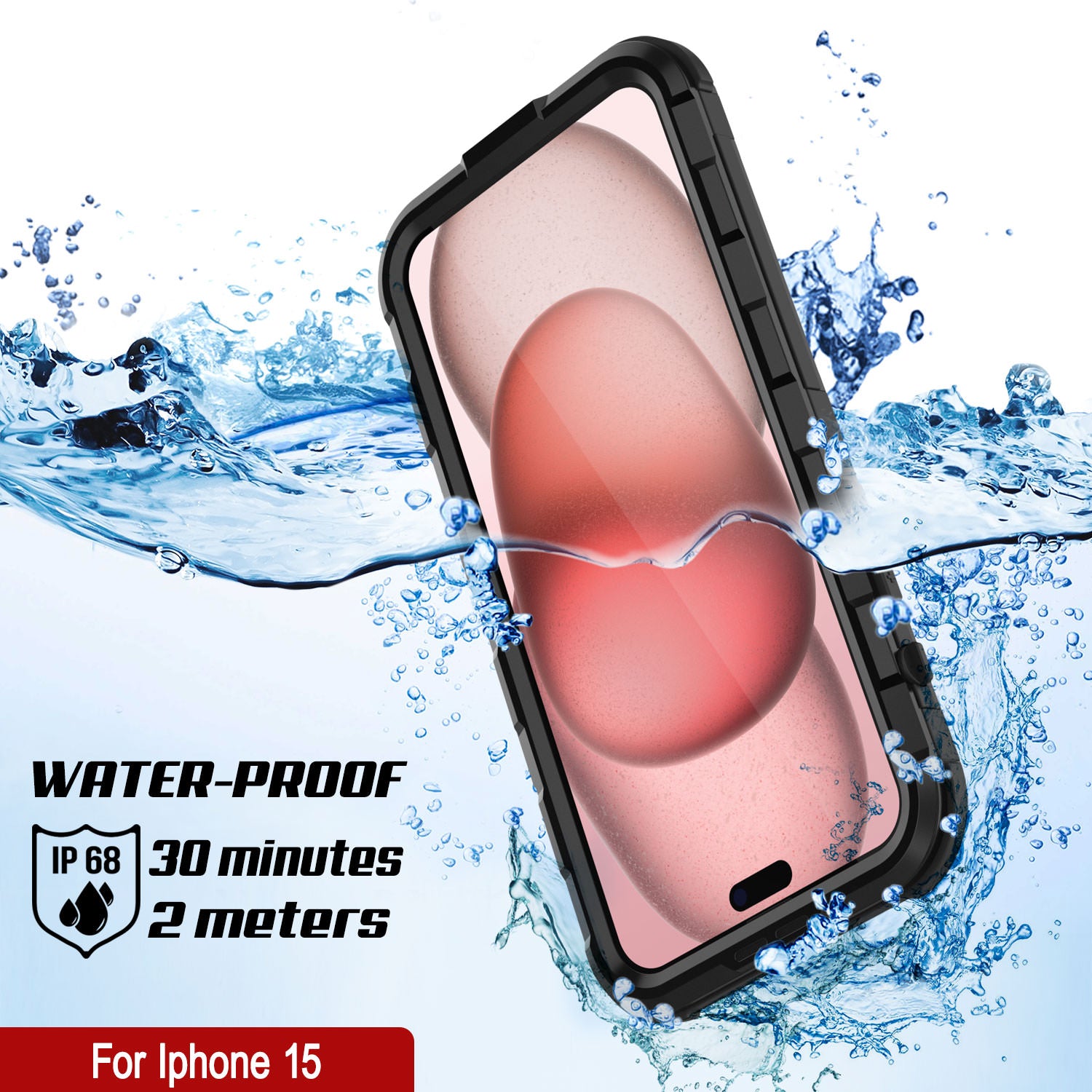 iPhone 15 Metal Extreme 2.0 Series Aluminum Waterproof Case IP68 W/Buillt in Screen Protector [Black]