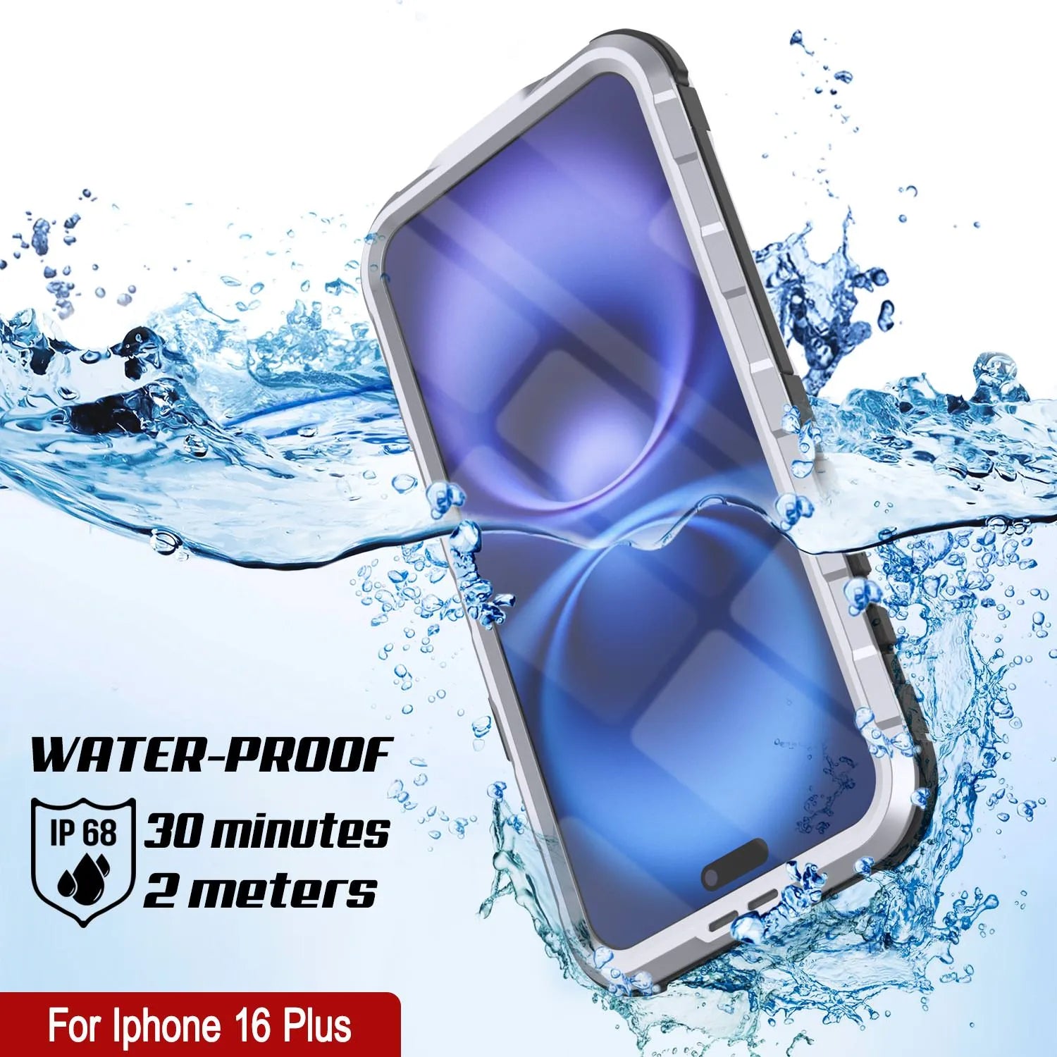 iPhone 16 Plus Metal Extreme 2.0 Series Aluminum Waterproof Case IP68 W/Buillt in Screen Protector [White]