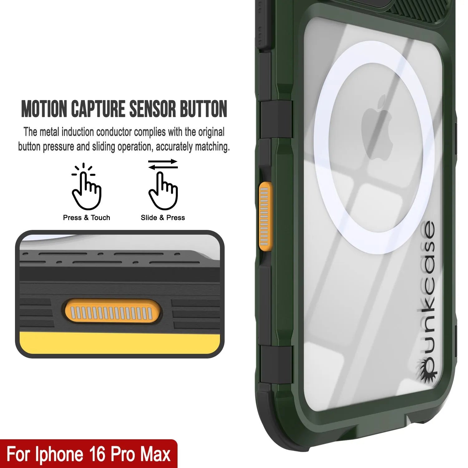 iPhone 16 Pro Max Metal Extreme 2.0 Series Aluminum Waterproof Case IP68 W/Buillt in Screen Protector [Dark Green]