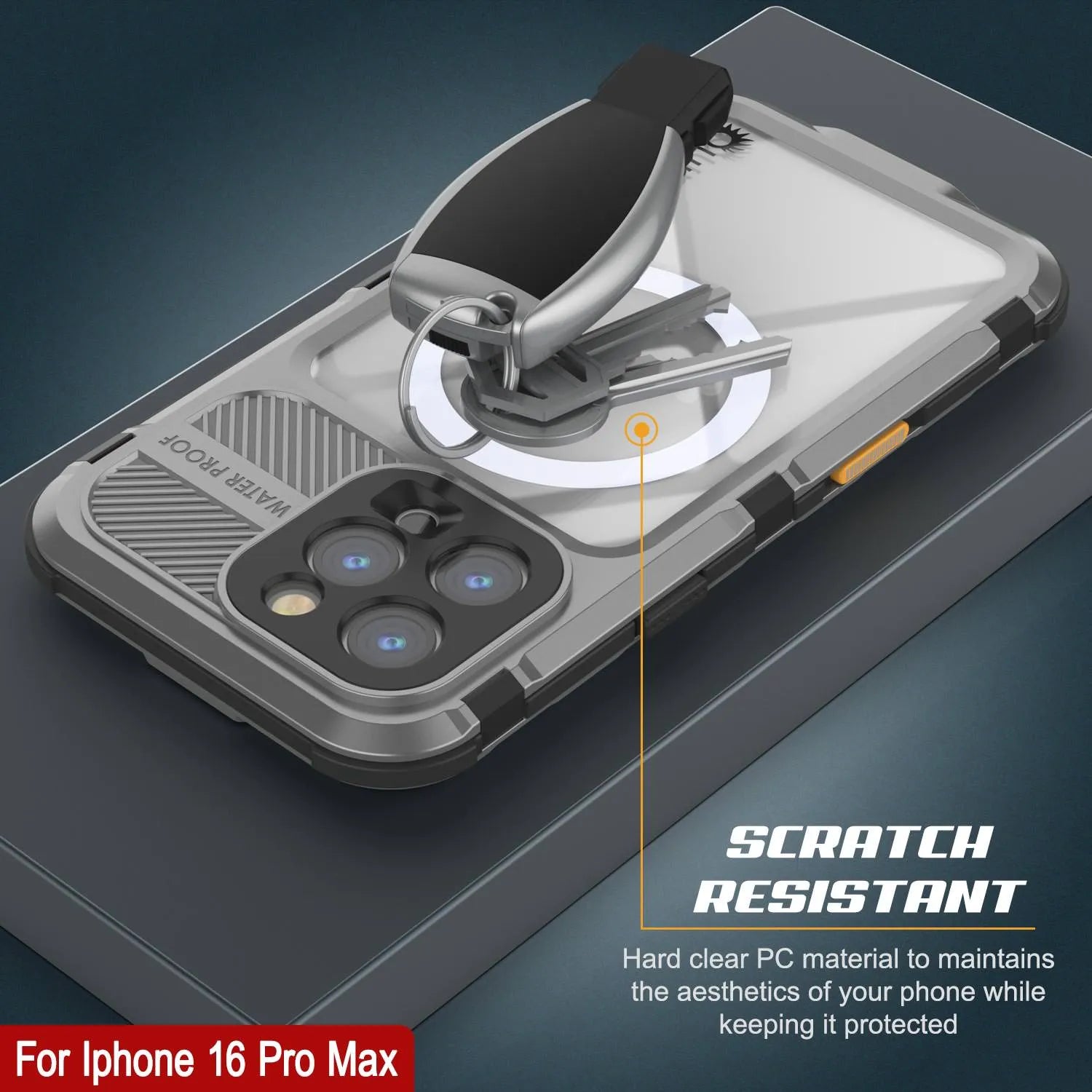 iPhone 16 Pro Max Metal Extreme 2.0 Series Aluminum Waterproof Case IP68 W/Buillt in Screen Protector [Silver]