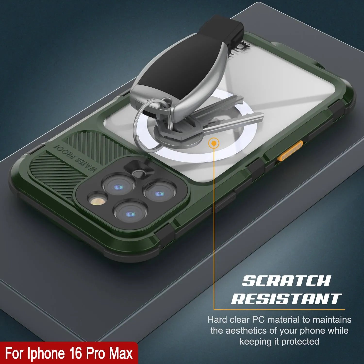 iPhone 16 Pro Max Metal Extreme 2.0 Series Aluminum Waterproof Case IP68 W/Buillt in Screen Protector [Dark Green]