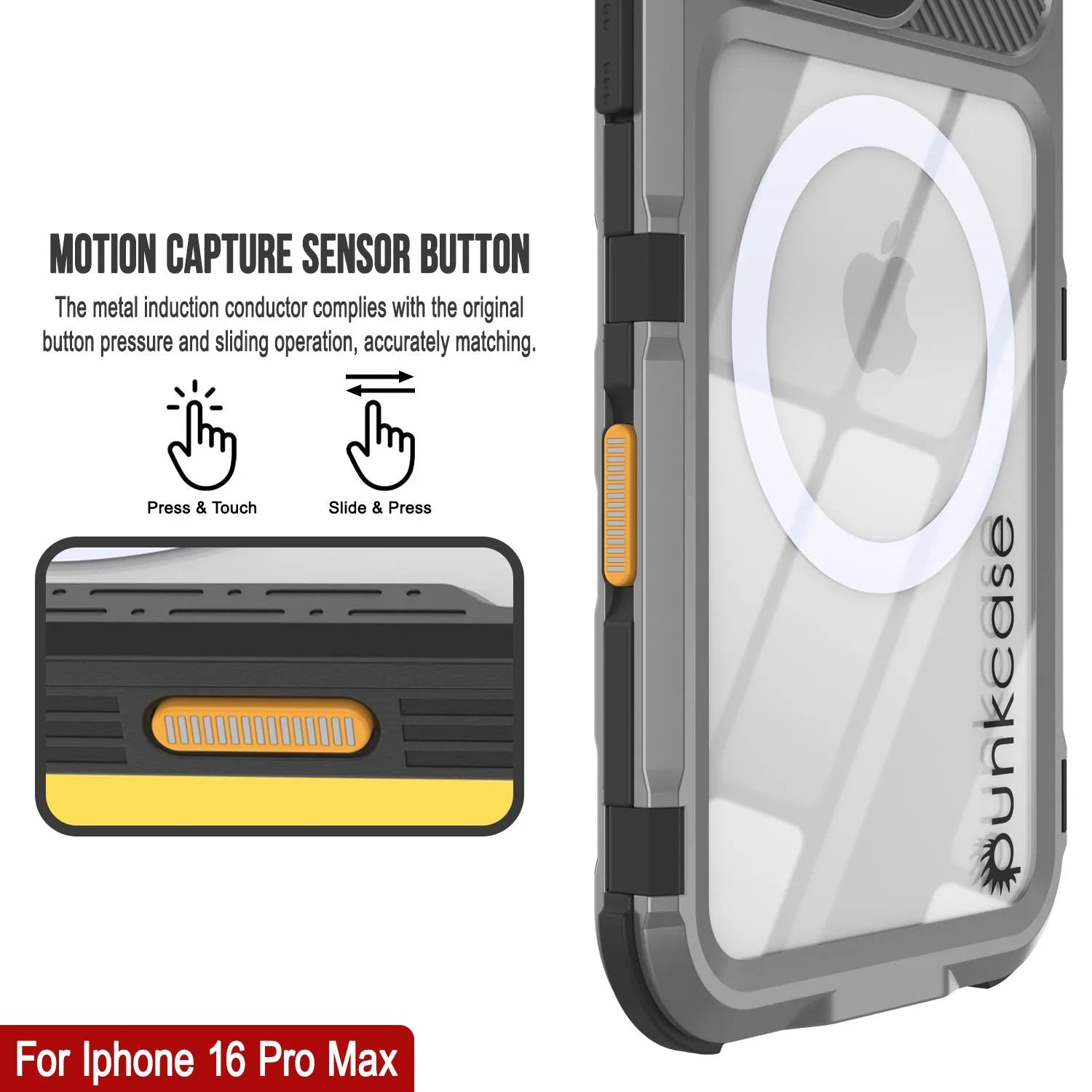iPhone 16 Pro Max Metal Extreme 2.0 Series Aluminum Waterproof Case IP68 W/Buillt in Screen Protector [Silver]