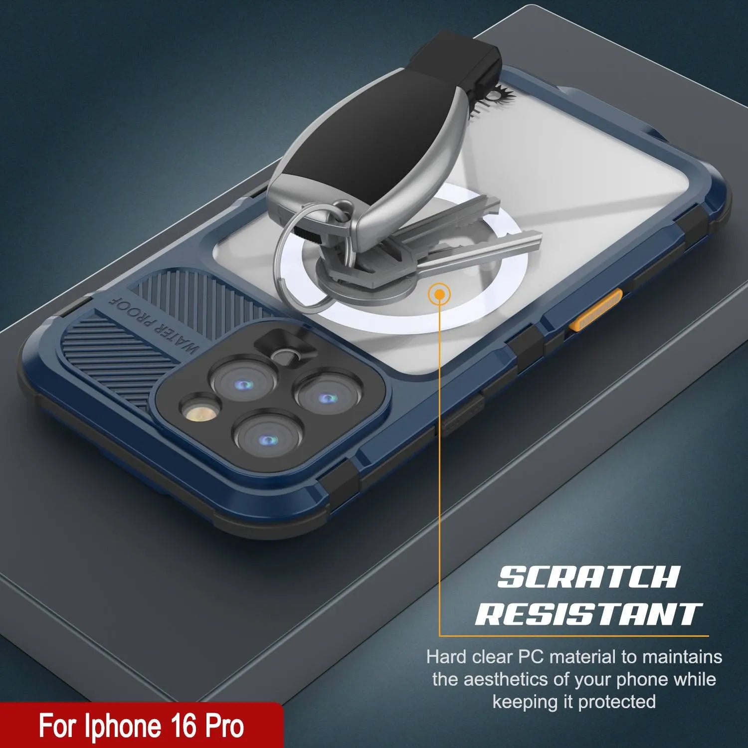 iPhone 16 Pro Metal Extreme 2.0 Series Aluminum Waterproof Case IP68 W/Buillt in Screen Protector [Blue]