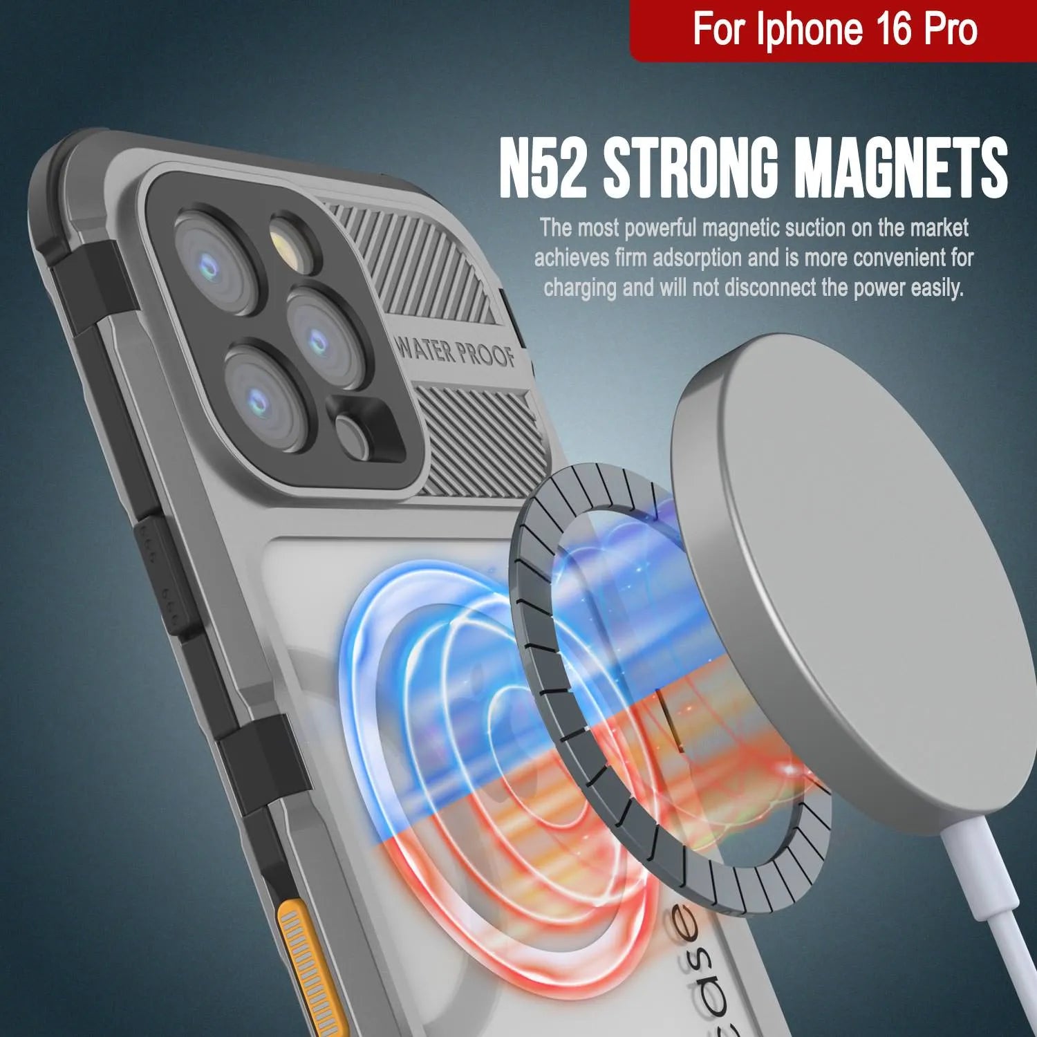 iPhone 16 Pro Metal Extreme 2.0 Series Aluminum Waterproof Case IP68 W/Buillt in Screen Protector [Silver]