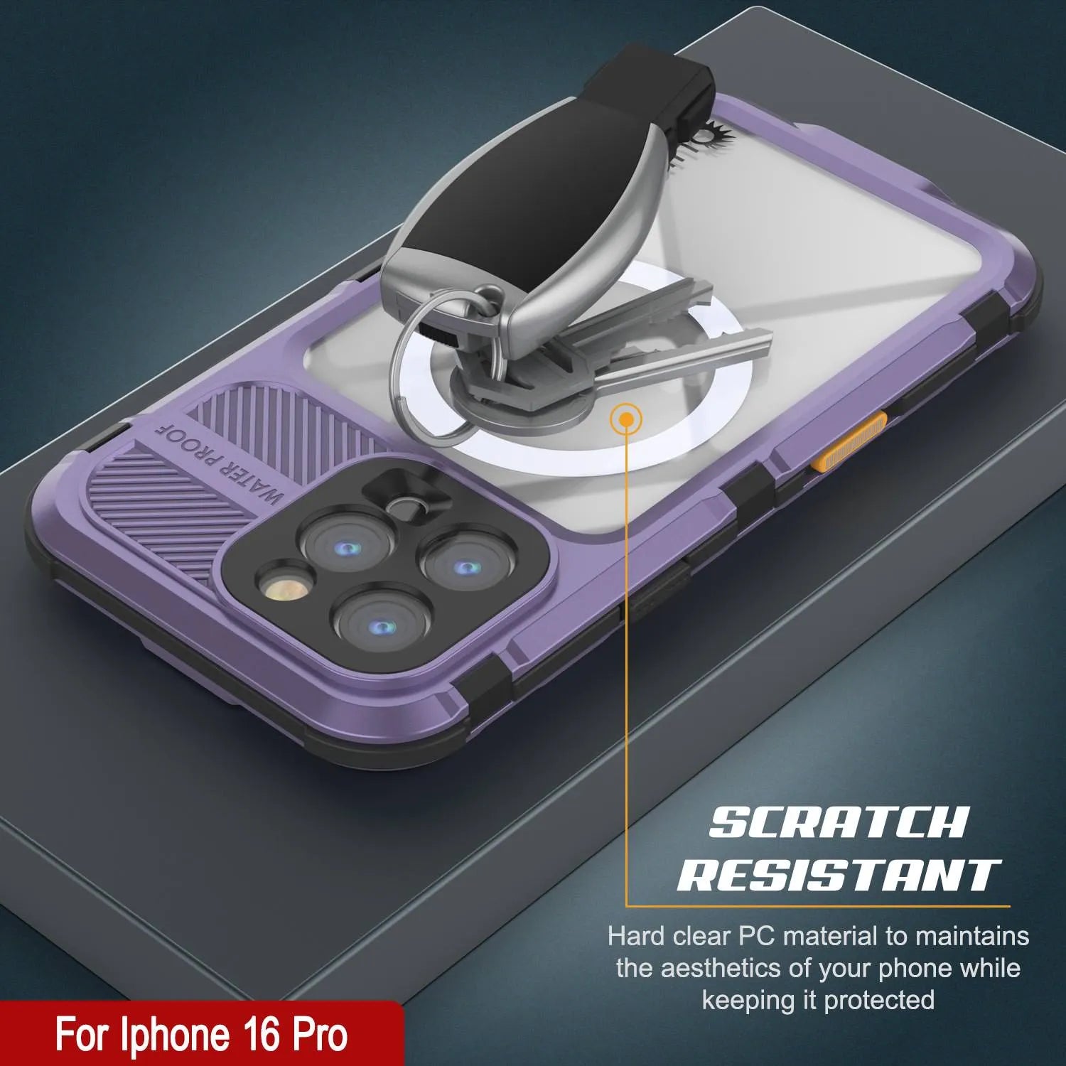 iPhone 16 Pro Metal Extreme 2.0 Series Aluminum Waterproof Case IP68 W/Buillt in Screen Protector [Purple]