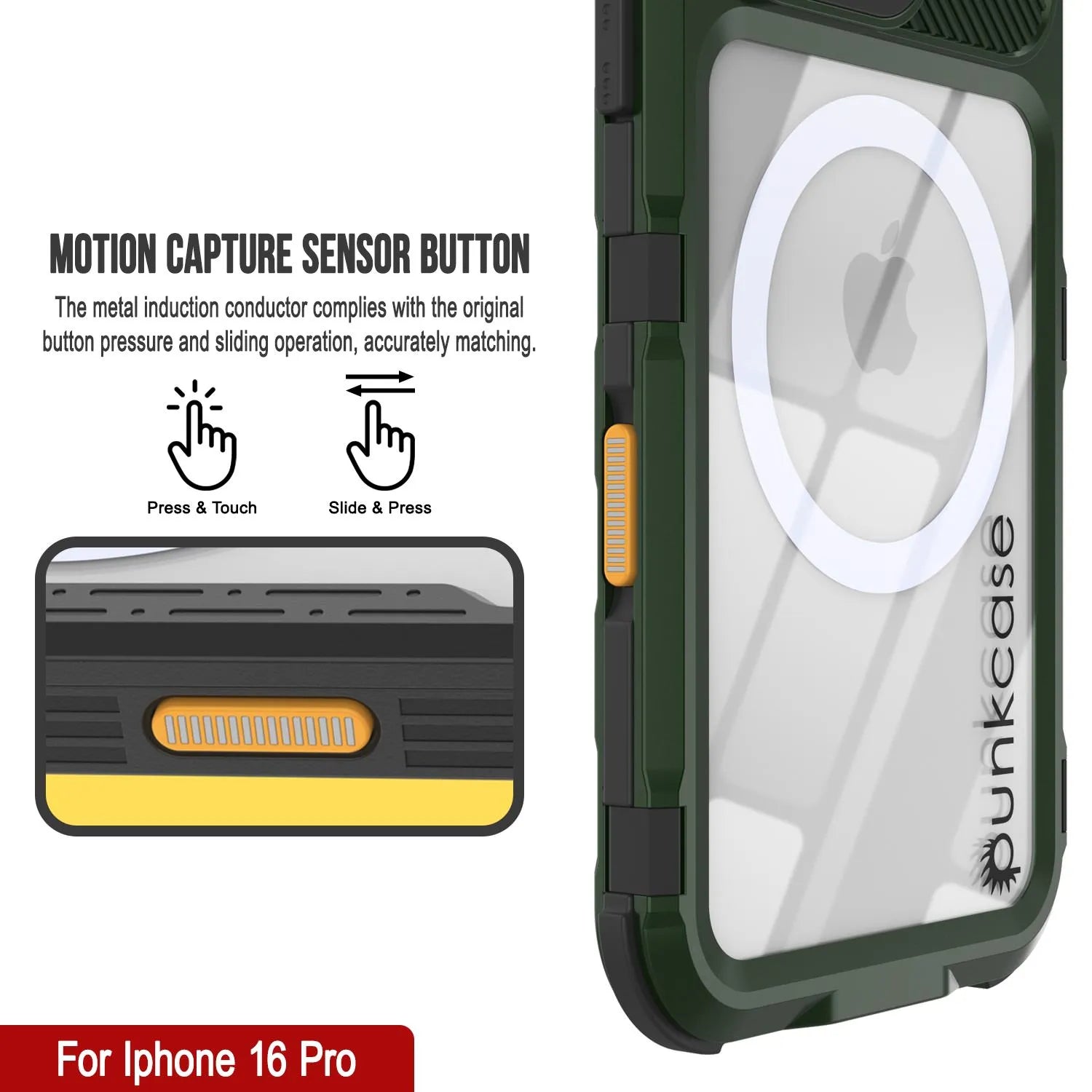 iPhone 16 Pro Metal Extreme 2.0 Series Aluminum Waterproof Case IP68 W/Buillt in Screen Protector [Dark-Green]