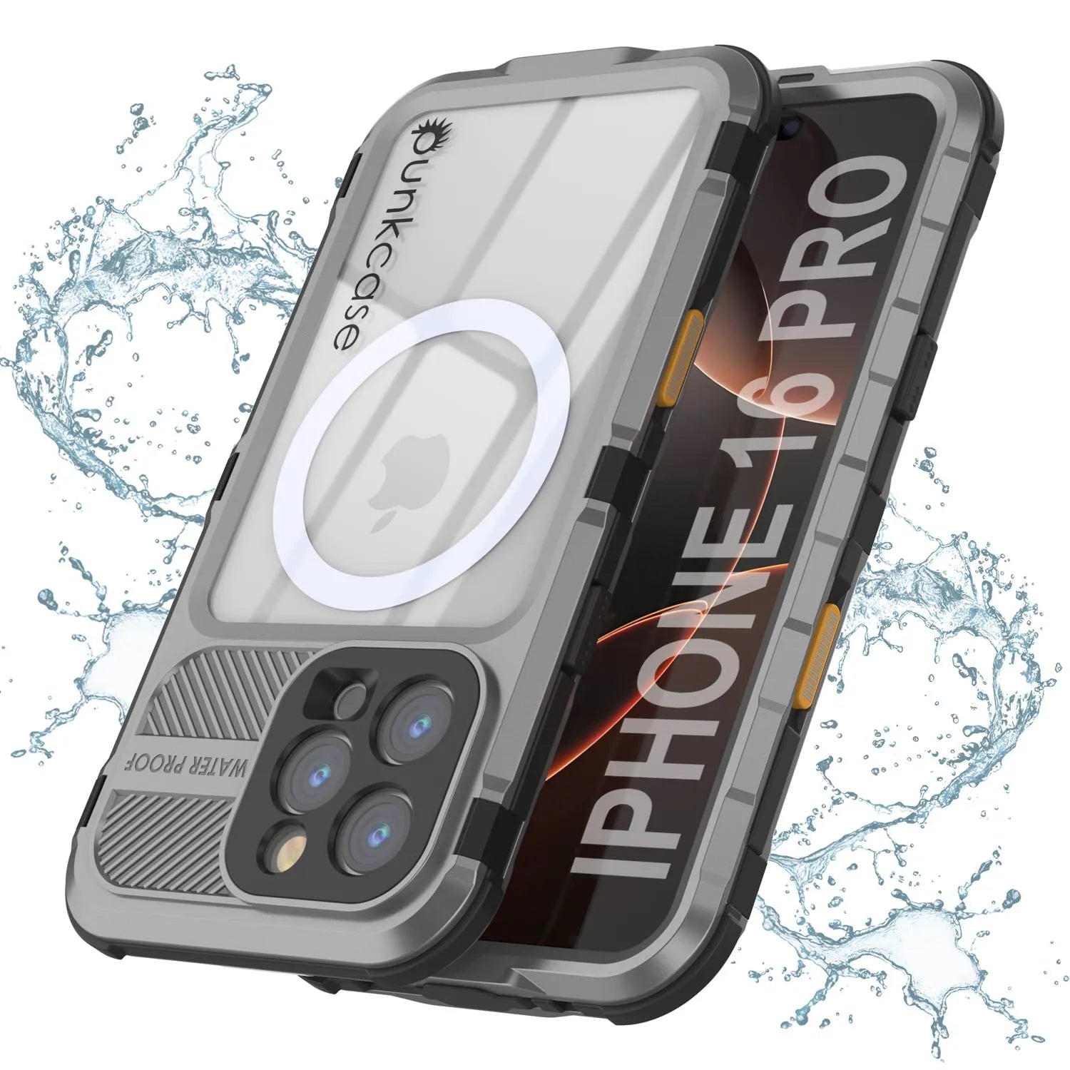 iPhone 16 Pro Metal Extreme 2.0 Series Aluminum Waterproof Case IP68 W/Buillt in Screen Protector [Silver]