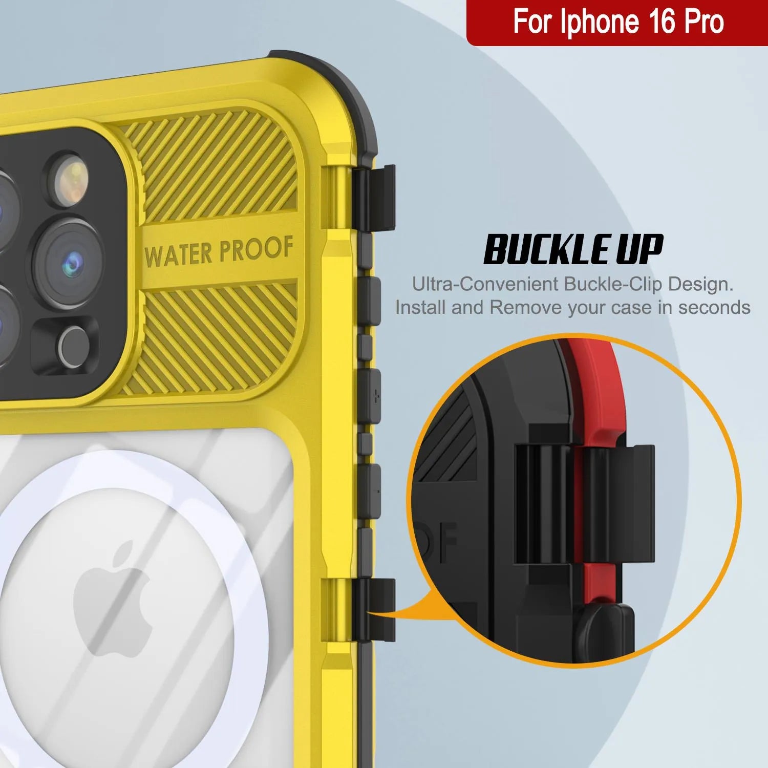 iPhone 16 Pro Metal Extreme 2.0 Series Aluminum Waterproof Case IP68 W/Buillt in Screen Protector [Yellow]