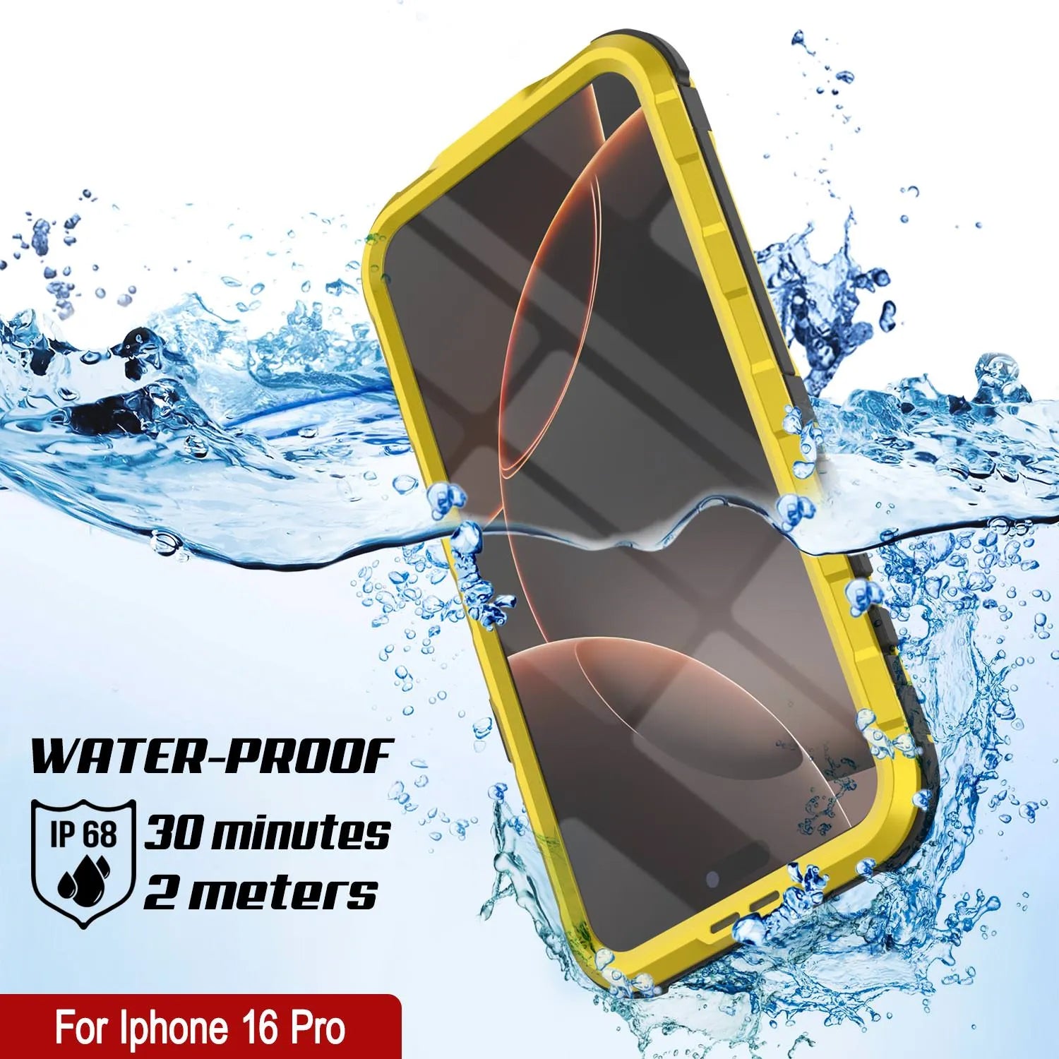 iPhone 16 Pro Metal Extreme 2.0 Series Aluminum Waterproof Case IP68 W/Buillt in Screen Protector [Yellow]