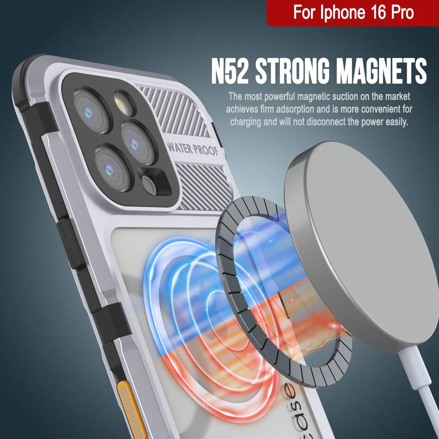 iPhone 16 Pro Metal Extreme 2.0 Series Aluminum Waterproof Case IP68 W/Buillt in Screen Protector [White]