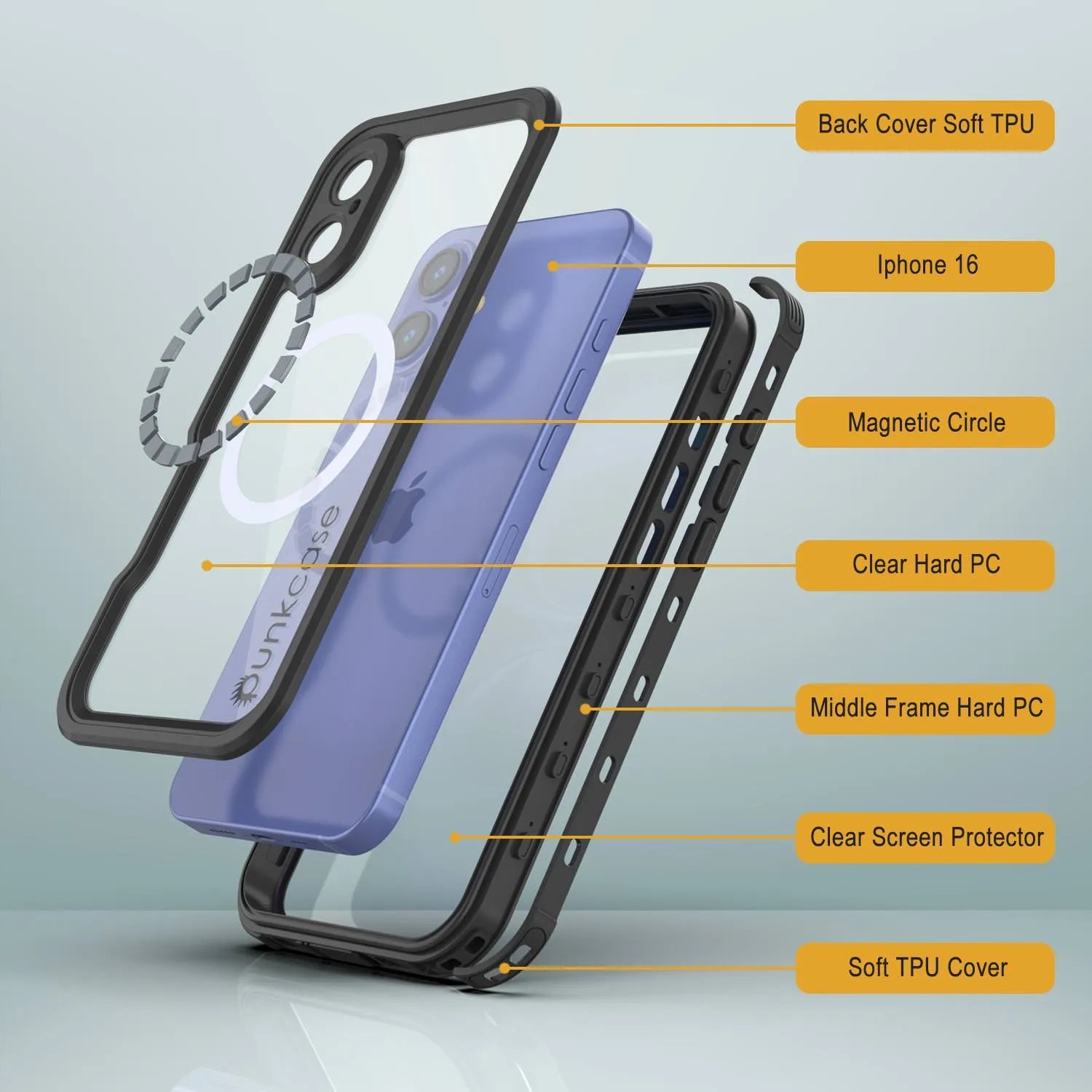 iPhone 16 Waterproof IP68 Case, Punkcase [Clear] [StudStar Series] [Slim Fit] [Dirtproof]