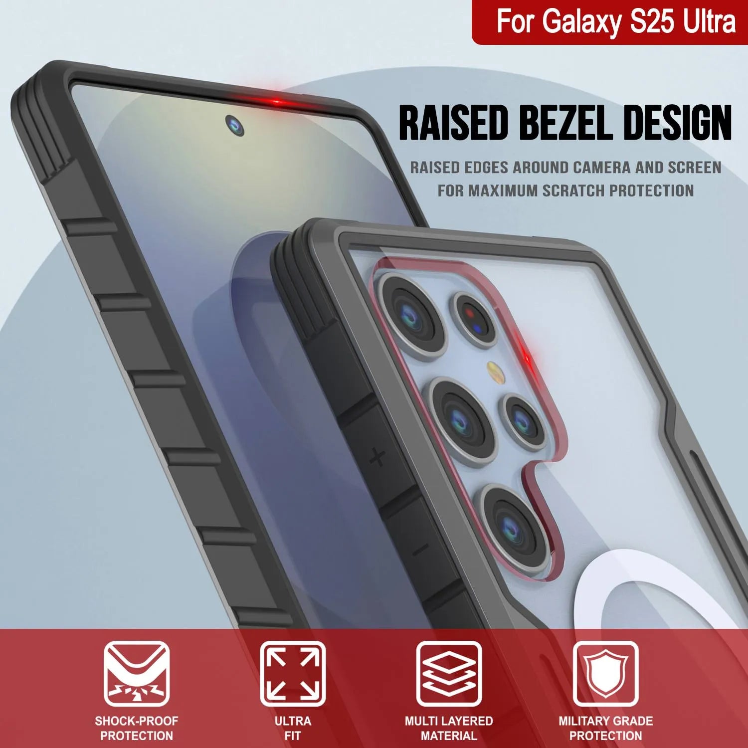 Punkcase S25 Ultra Armor Stealth Case Protective Military Grade Multilayer Cover [Grey-Black]