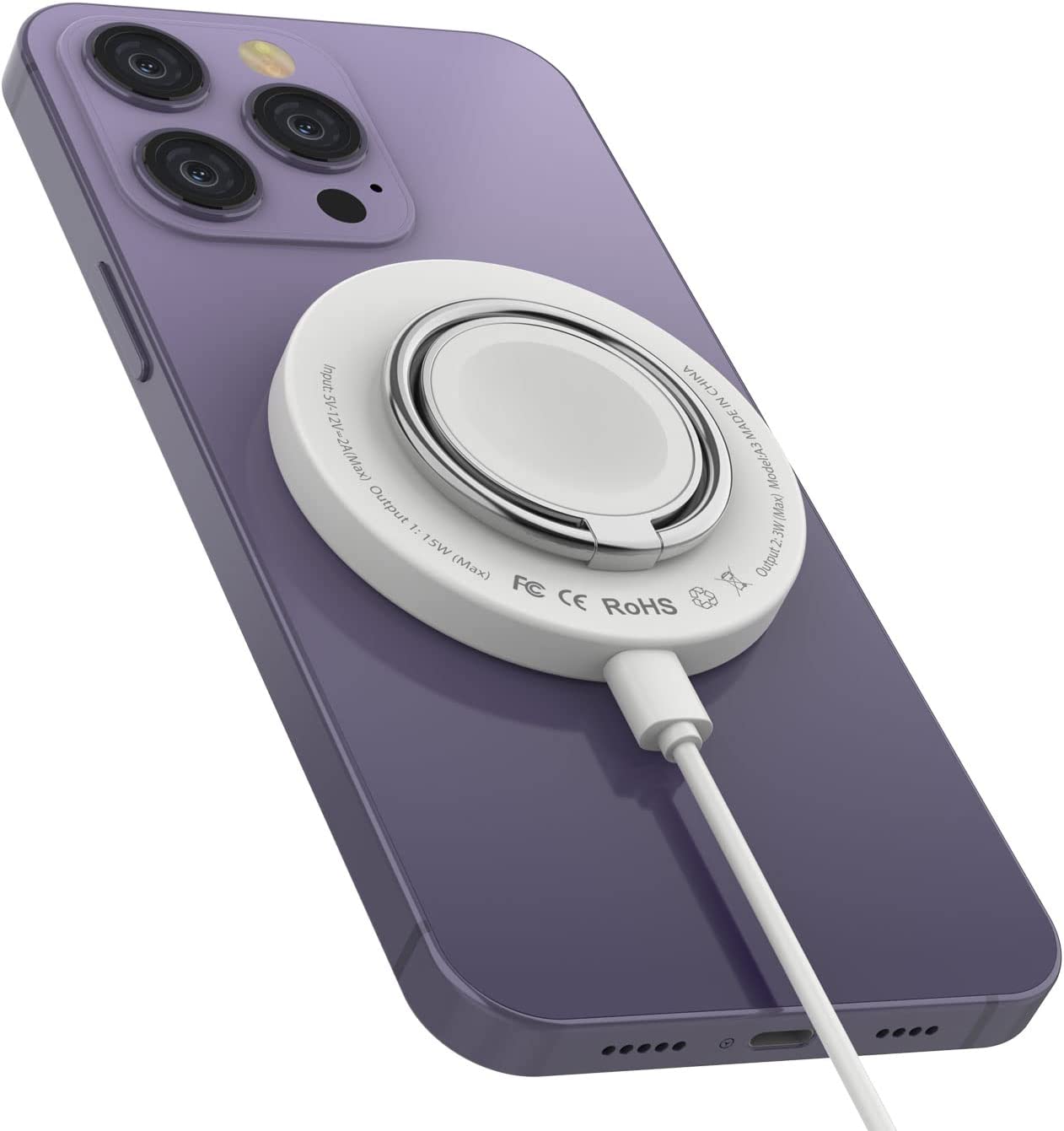 Punkcase Wireless Charger Pad [MagRing Series] 3-1 15W Fast Charger [White]