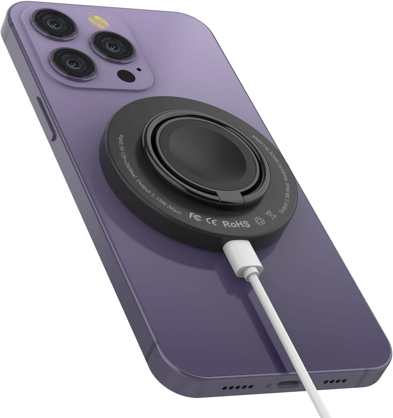 Punkcase Wireless Charger Pad [MagRing Series] 3-1 15W Fast Charger [Black]