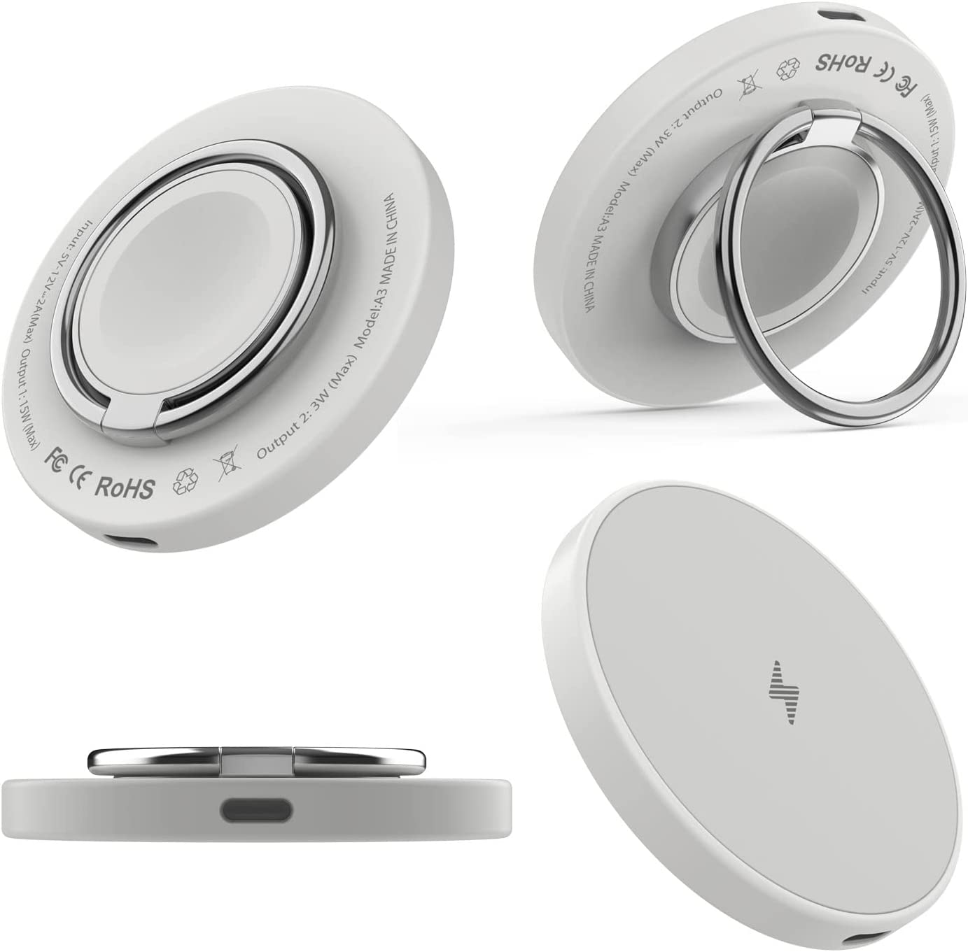 Punkcase Wireless Charger Pad [MagRing Series] 3-1 15W Fast Charger [White]