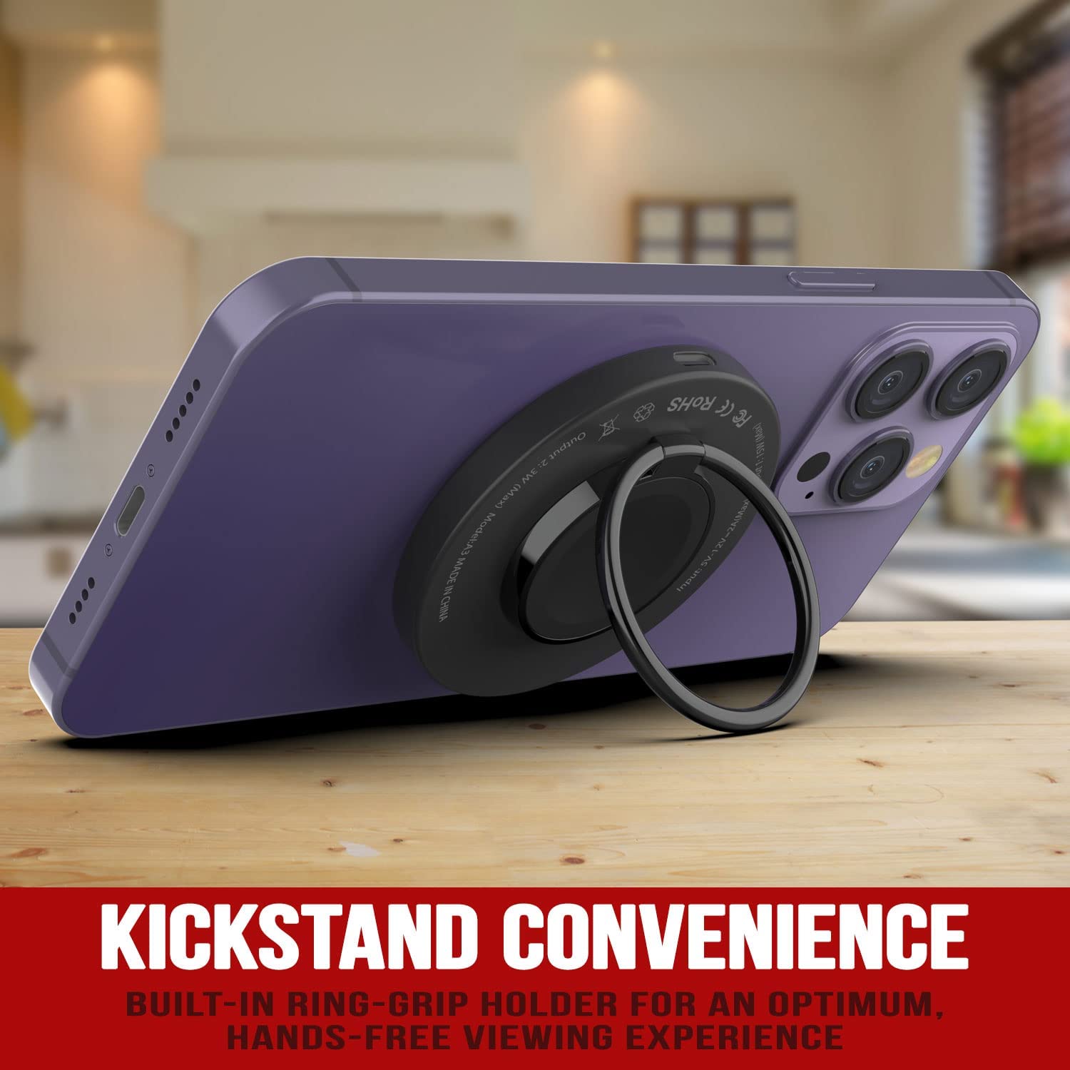 Punkcase Wireless Charger Pad [MagRing Series] 3-1 15W Fast Charger [Black]