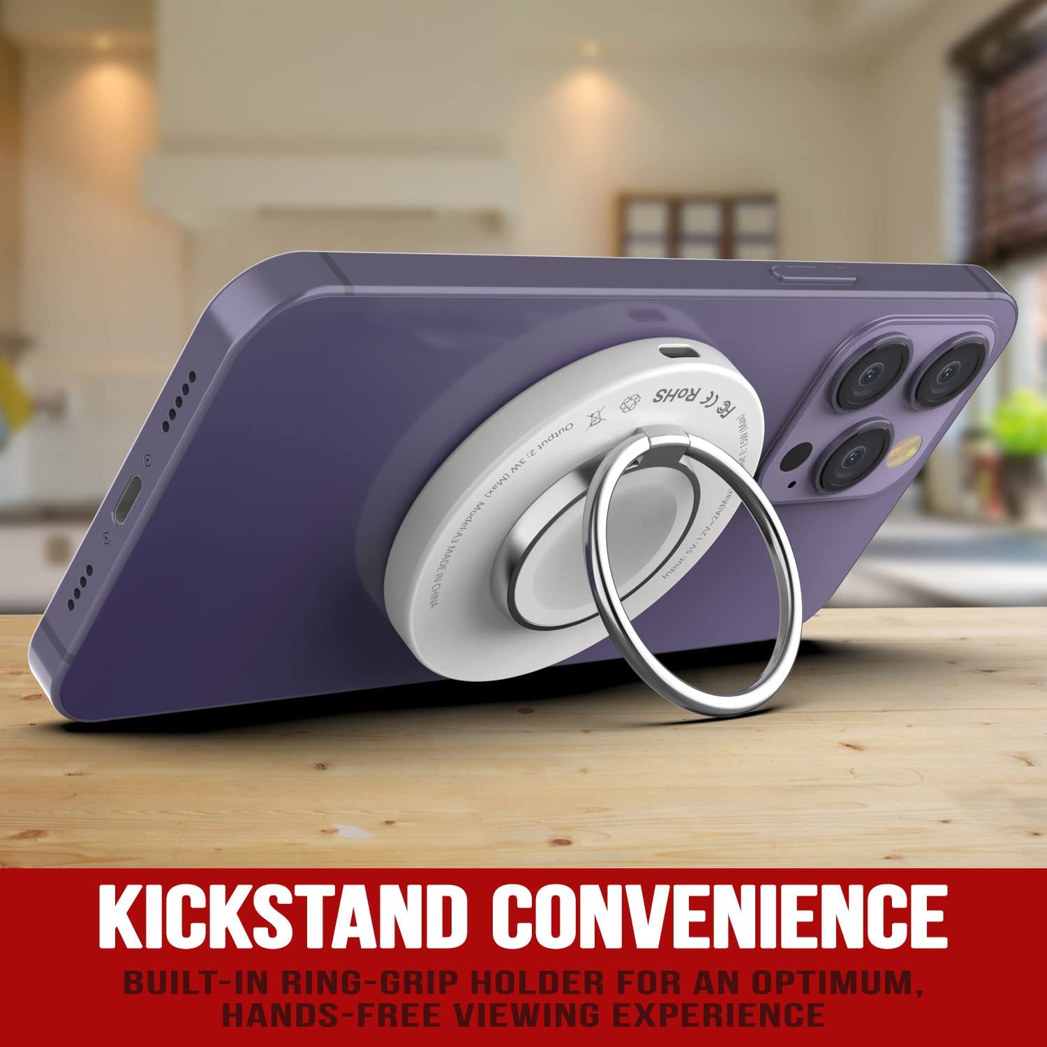 Punkcase Wireless Charger Pad [MagRing Series] 3-1 15W Fast Charger [White]