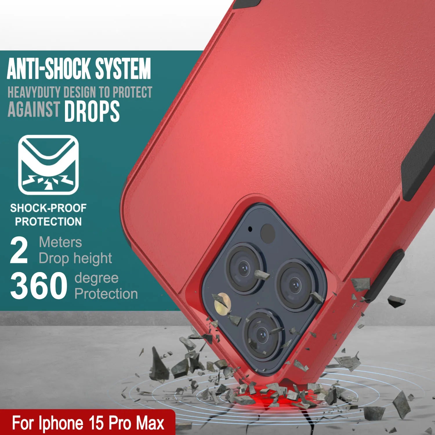 Punkcase for iPhone 15 Pro Max Belt Clip Multilayer Holster Case [Patron Series] [Red-Black]