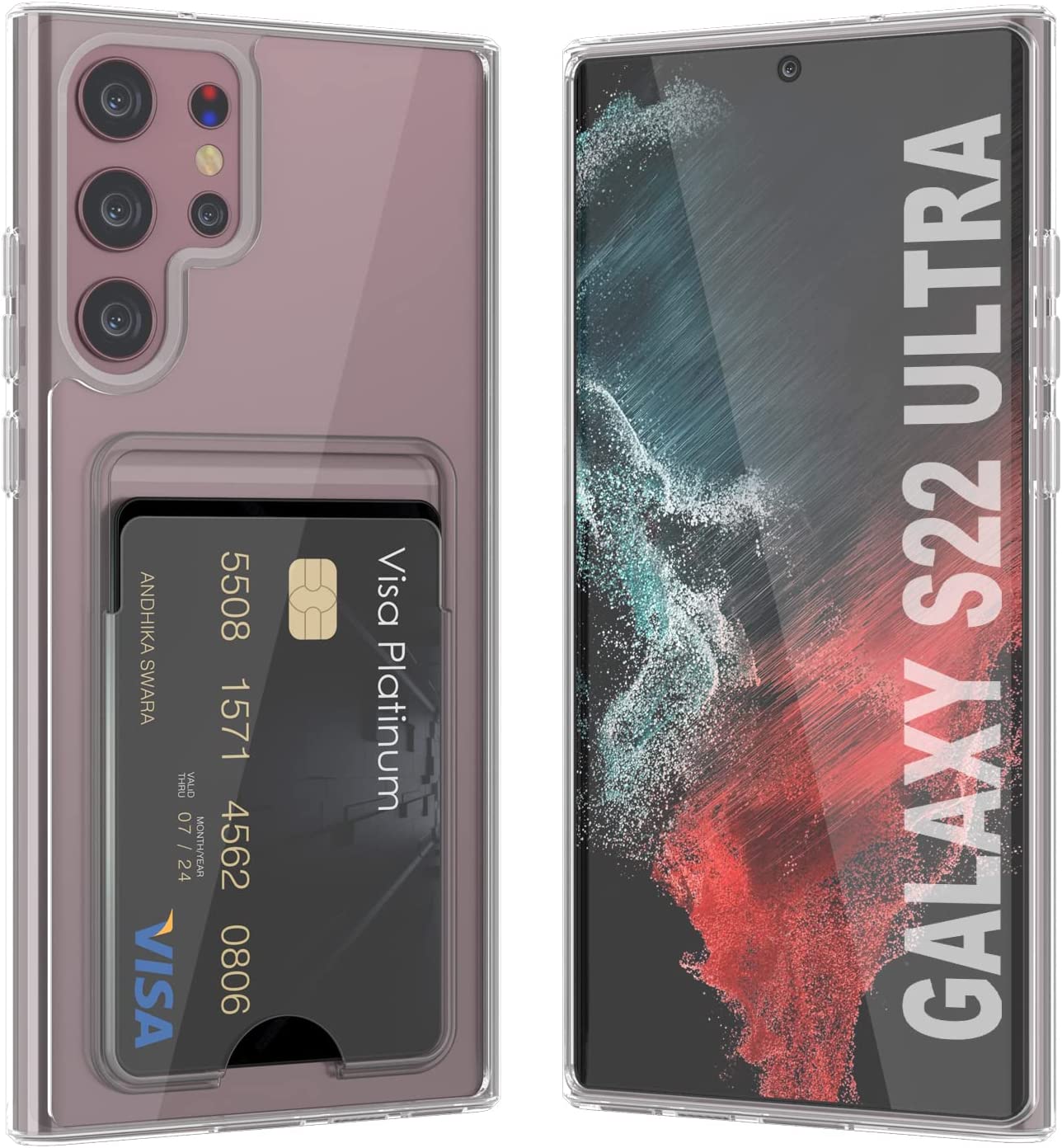 Galaxy S22 Ultra Card Holder Case [Crystal CardSlot Series] [Slim Fit]