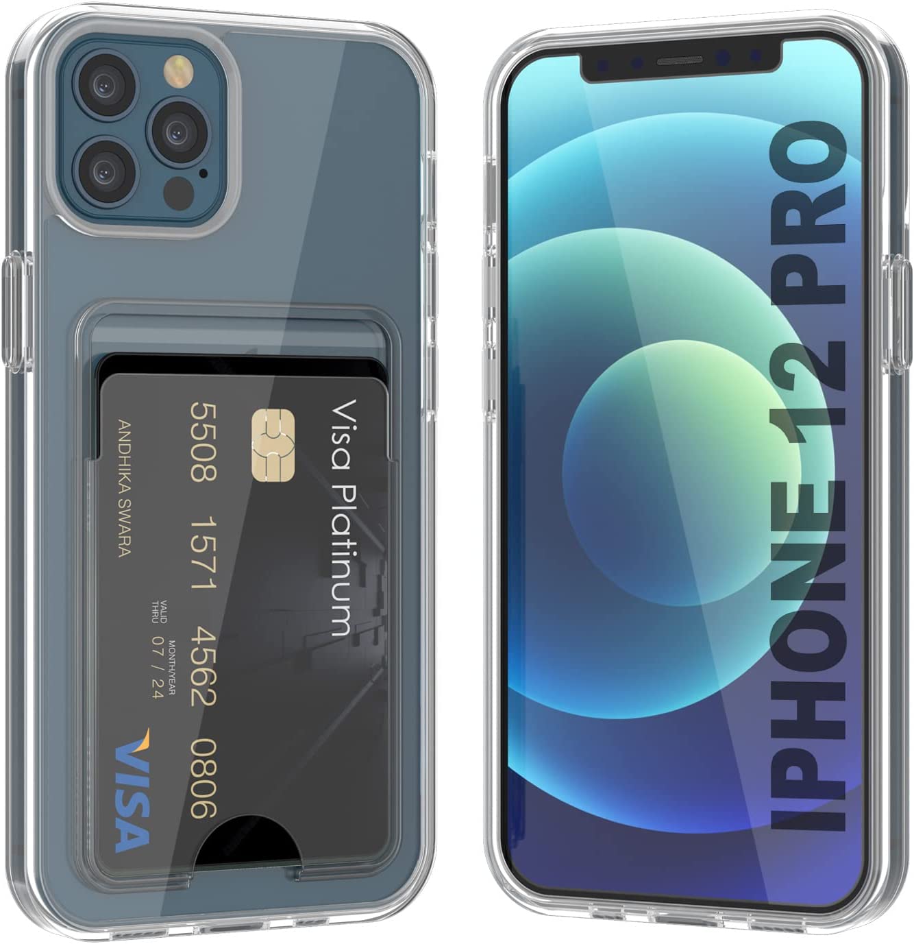 iPhone 12 Pro Card Holder Case [Crystal CardSlot Series] [Slim Fit]