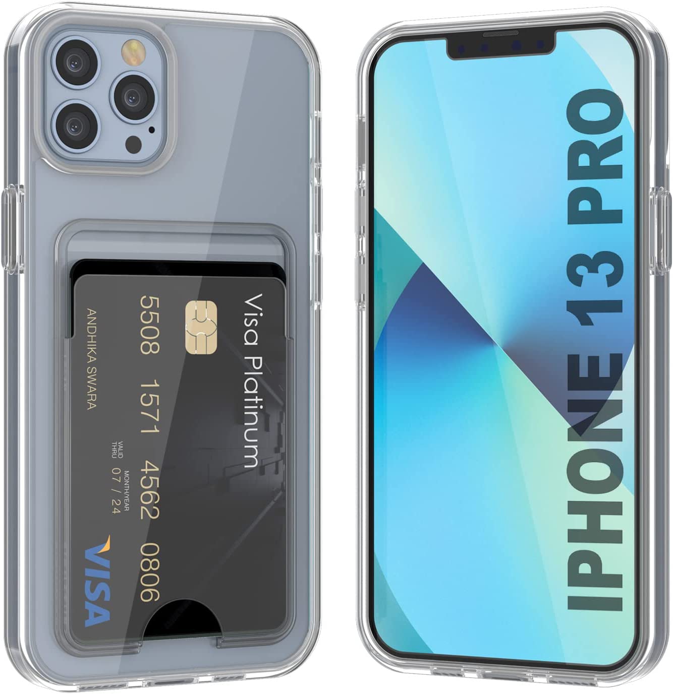 iPhone 13 Pro Card Holder Case [Crystal CardSlot Series] [Slim Fit]