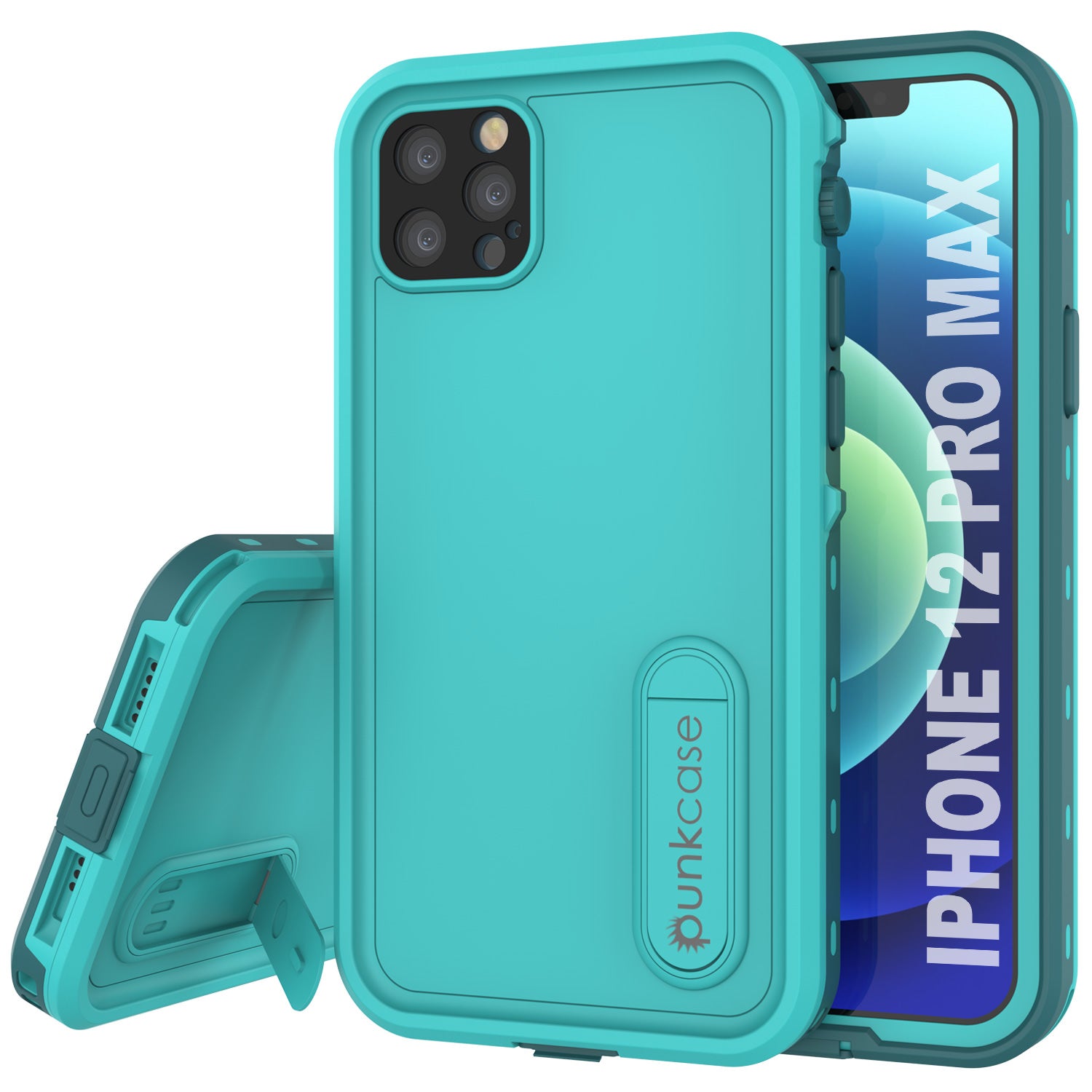 iPhone 12 Pro Max Waterproof Case, Punkcase [KickStud Series] Armor Cover [Teal]
