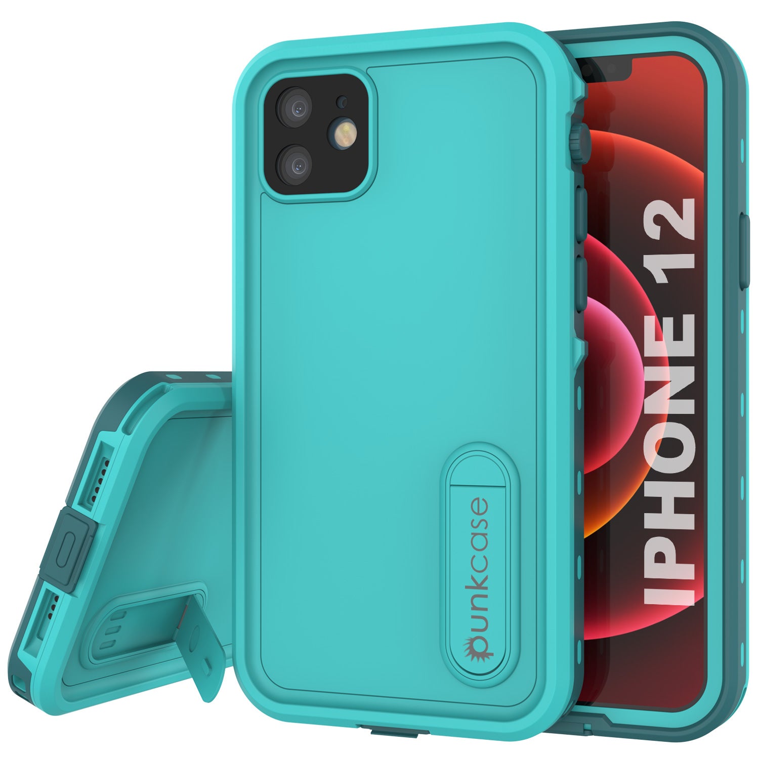 iPhone 12 Waterproof Case, Punkcase [KickStud Series] Armor Cover [Teal]